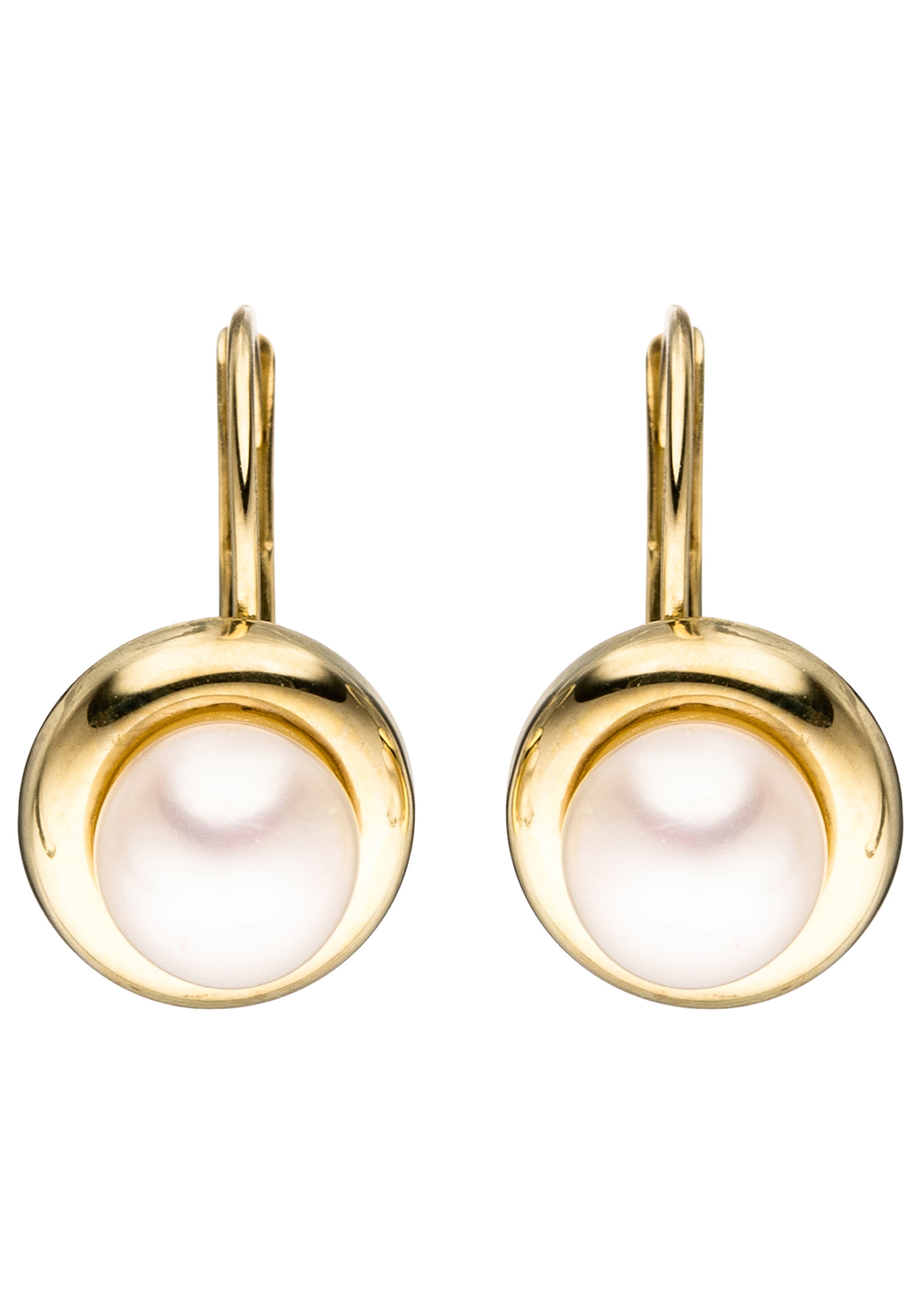 JOBO Perlenohrringe rund 333 Gold mit Süßwasser-Zuchtperlen