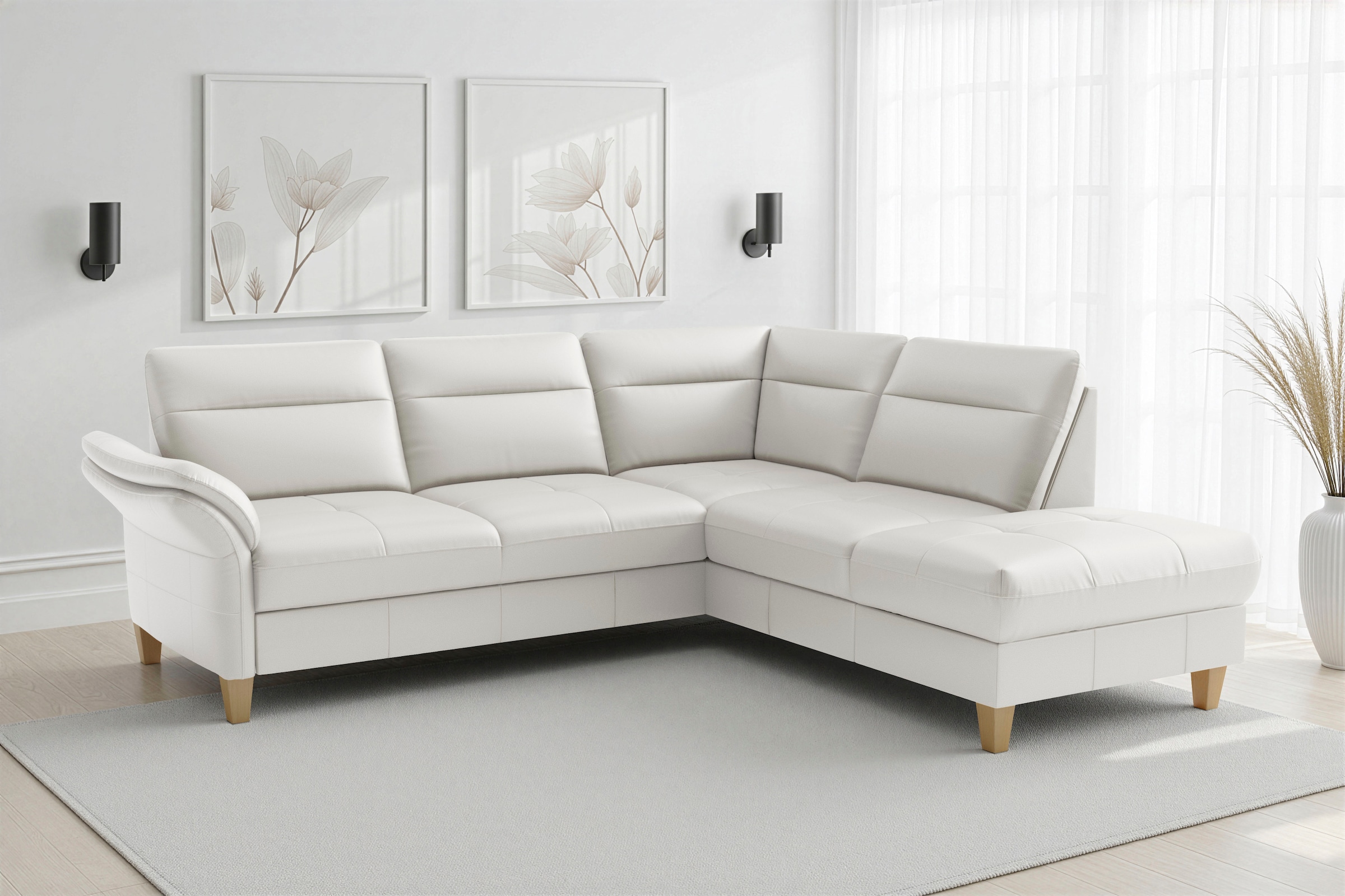 sit&more Ecksofa "Pamela L-Form, B: 218 cm, optional Schlaffunktion & Bettkasten, Leder" optional Armteilverstellung, Schlaffunktion & Bettkasten