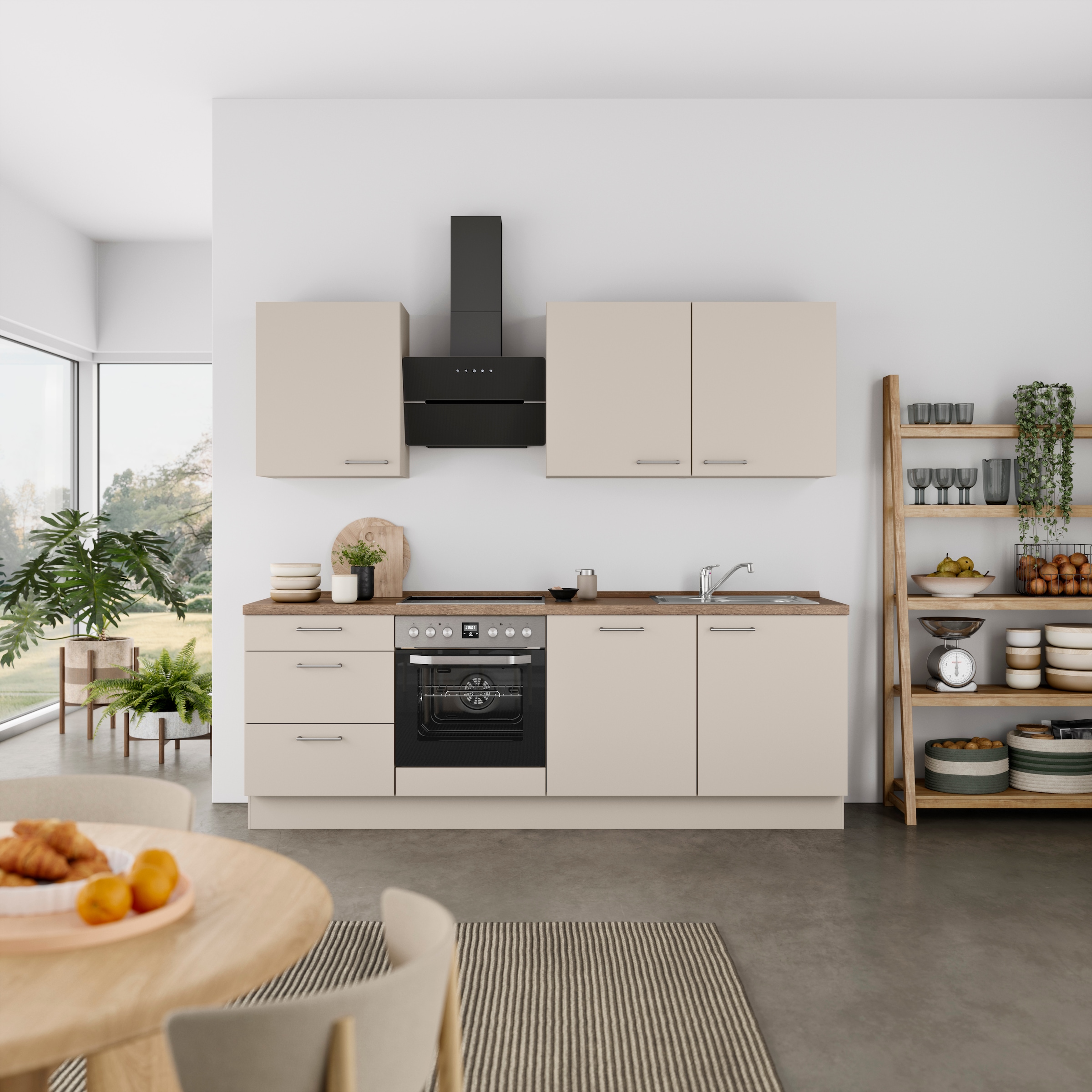 nobilia® Küchenzeile »"Laser II", Ausrichtung wählbar, Breite 240 cm« vormontiert, wahlw. mit unterschiedlichen E-Geräten-Sets