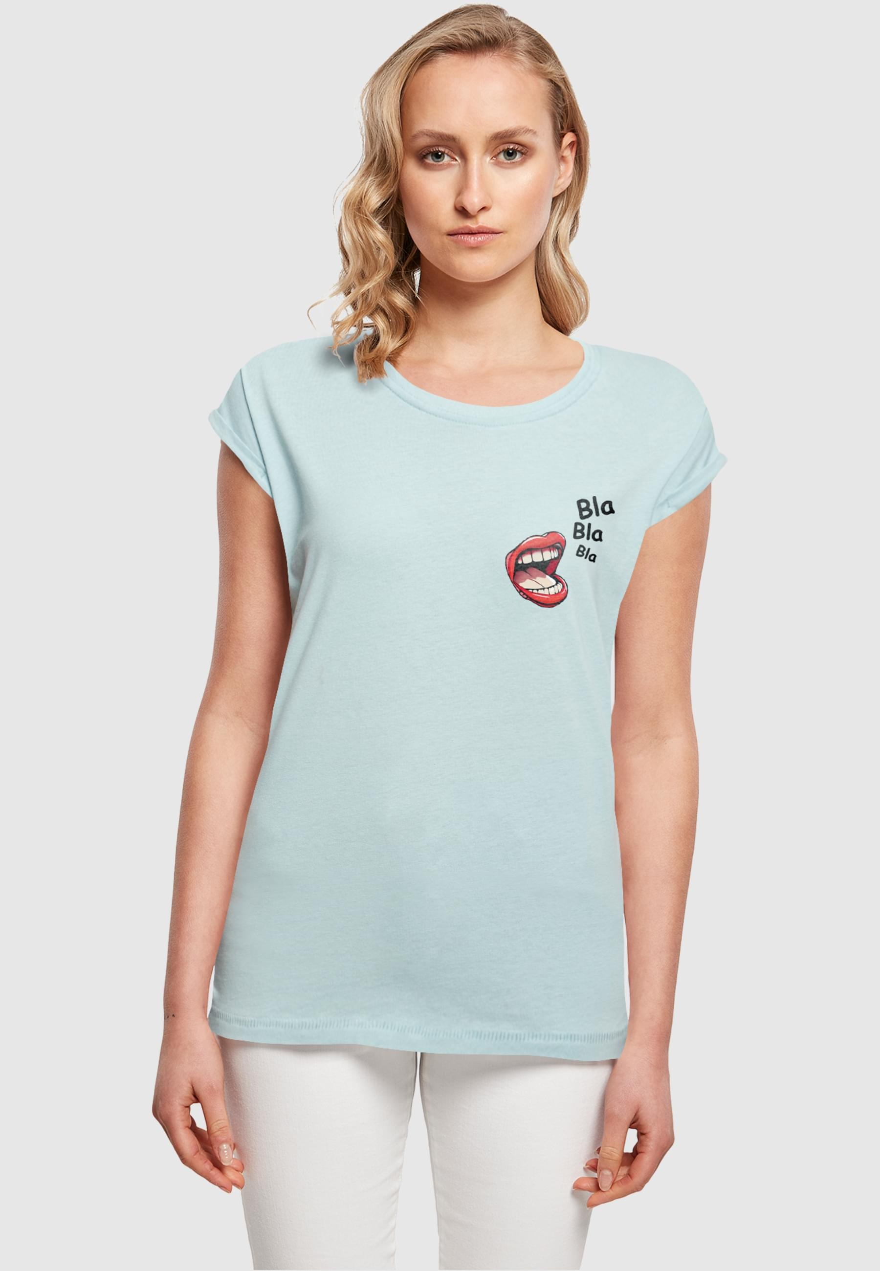 Merchcode T-Shirt »Merchcode Damen Ladies Bla Bla Bla Comic Extended Shoulder Tee«, (1 tlg.)