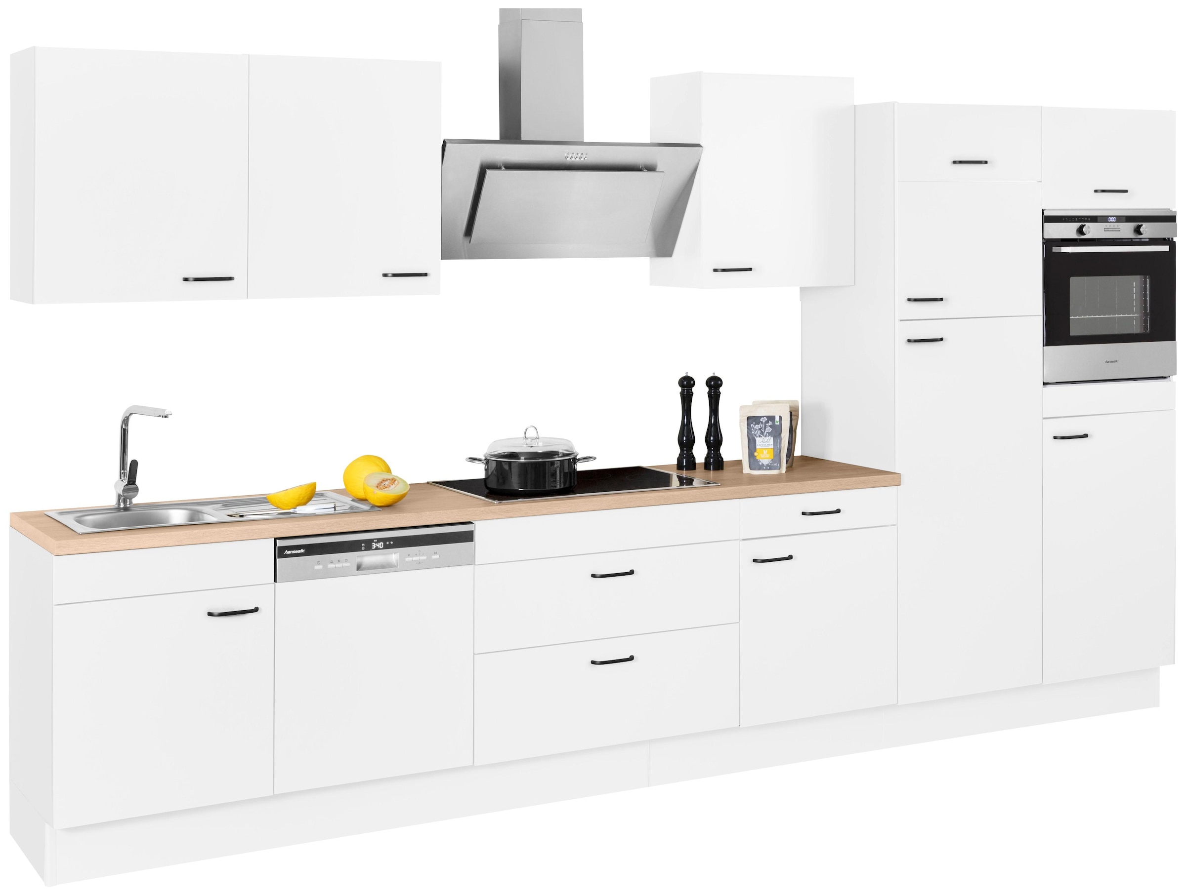 OPTIFIT Küchenzeile »Elga«, Premium-Küche, Soft-Close-Funktion, großen Vollauszügen, Breite 390 cm
