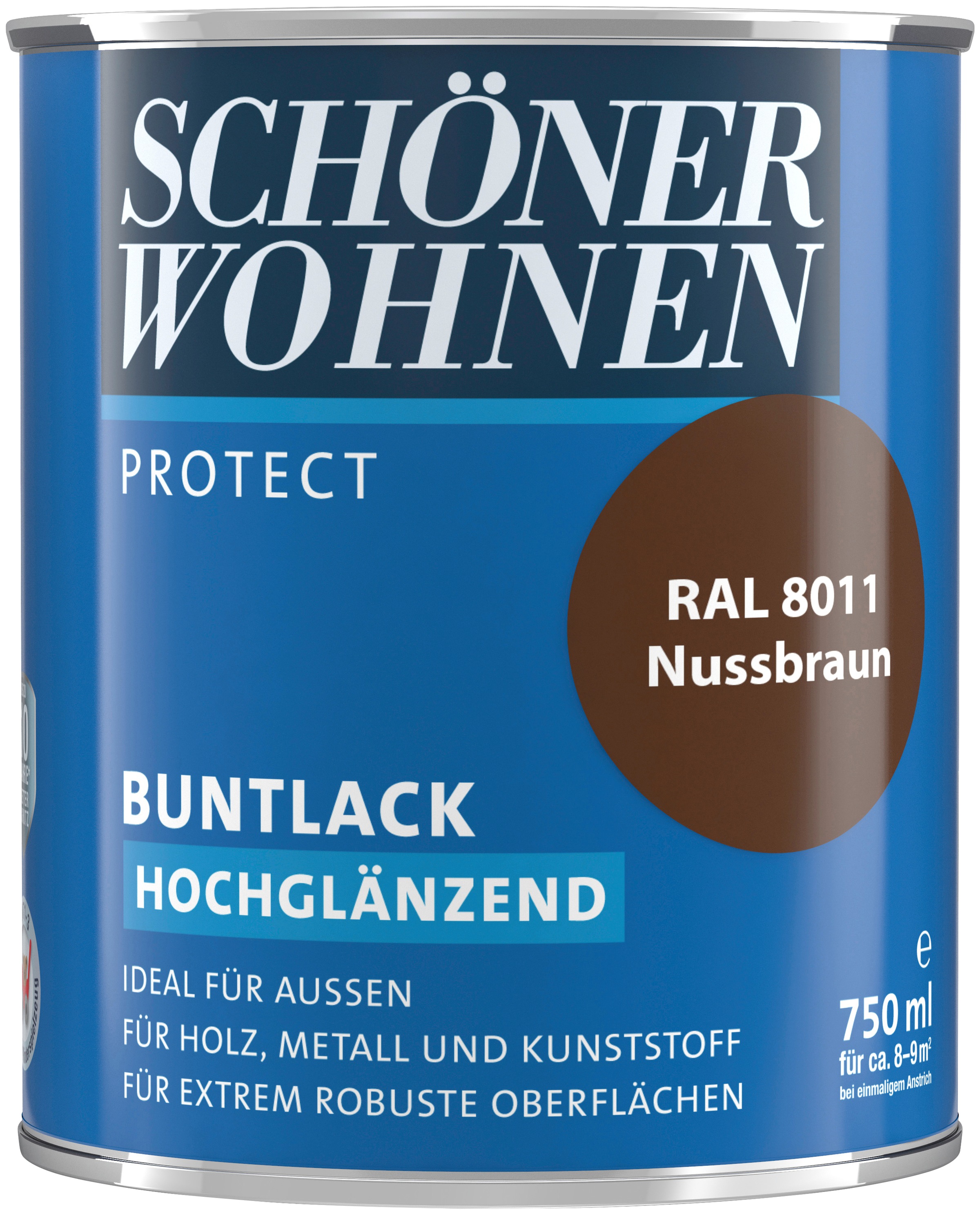 Schöner Wohnen-Kollektion SchÖner Wohnen-kollektion Lack Protect Buntlack, Hochglänzend, 750 Ml, Nussbraun Ral 8011