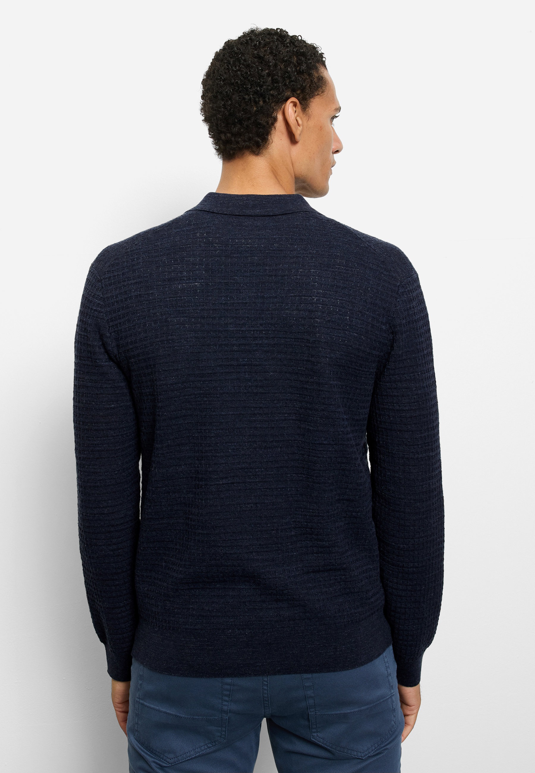 OLYMP Casual Strick Long Sleeve Polo Shirt Navy L 6