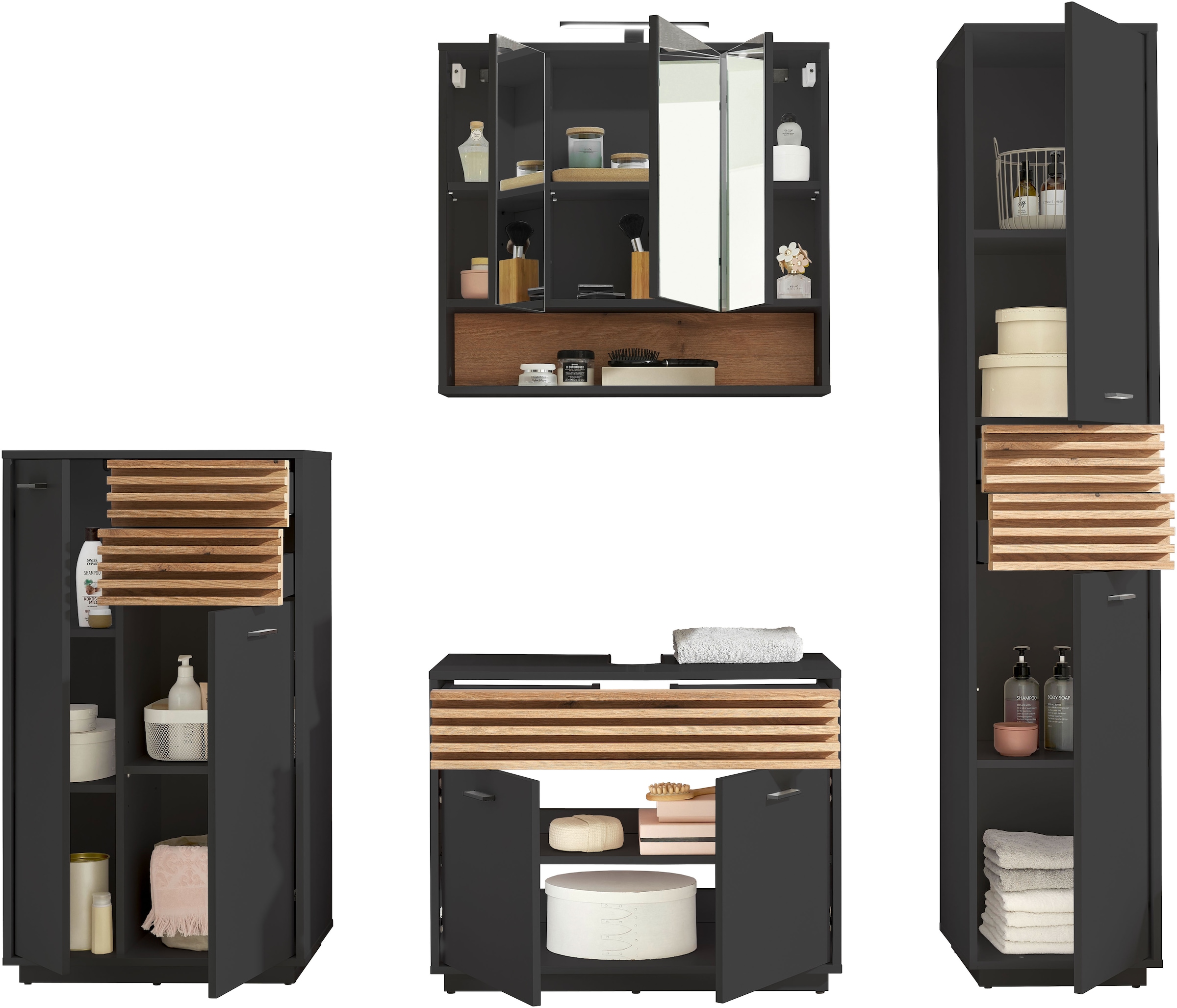 BASIC by Balculina Midischrank »Liguria B/H/T 60x106x35 cm« 1 Stk. tlg. Breite 60cm, Unterflurauszug, FSC-Mix 70%