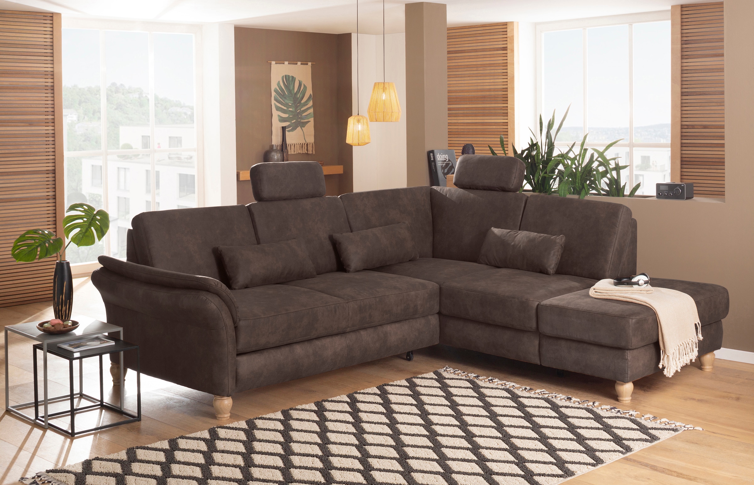 Home affaire Ecksofa "Palace L-Form" incl. Sitztiefenverstellung, wahlweise mit Schlaffunktion und Stauraum