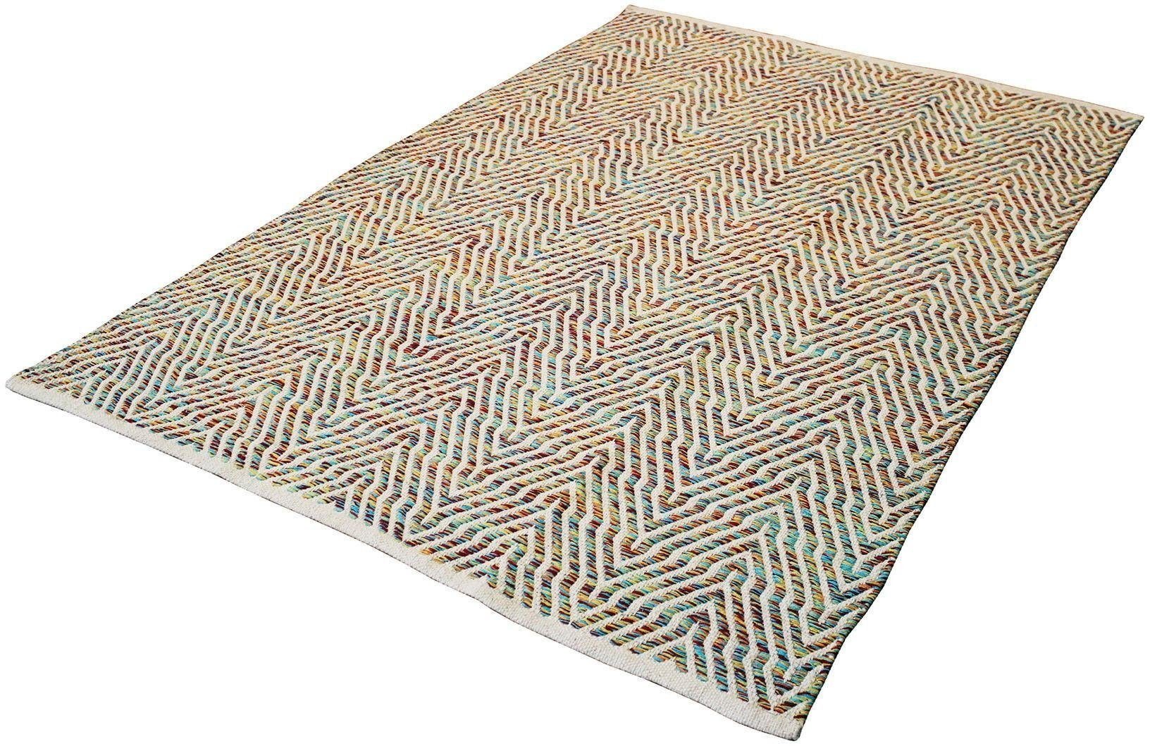 calo-deluxe Teppich »Luba 433«, rechteckig, 7 mm Höhe, reine Baumwolle, handgewebt, Wohnzimmer, Kinderzimmer