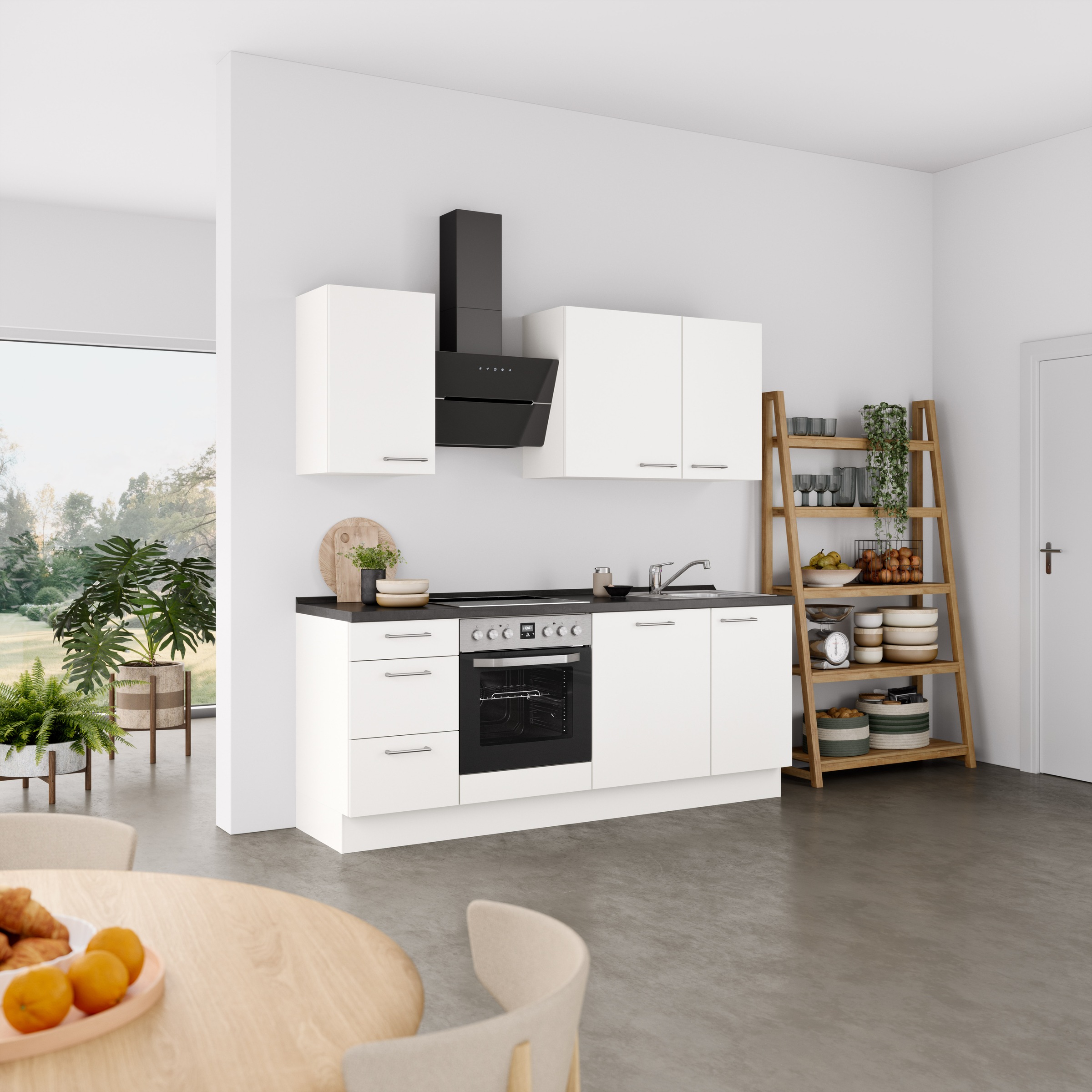 nobilia® Küchenzeile »"Laser II"«, vormontiert, Ausrichtung wählbar, Breite 210 cm, wahlw. mit E-Geräten