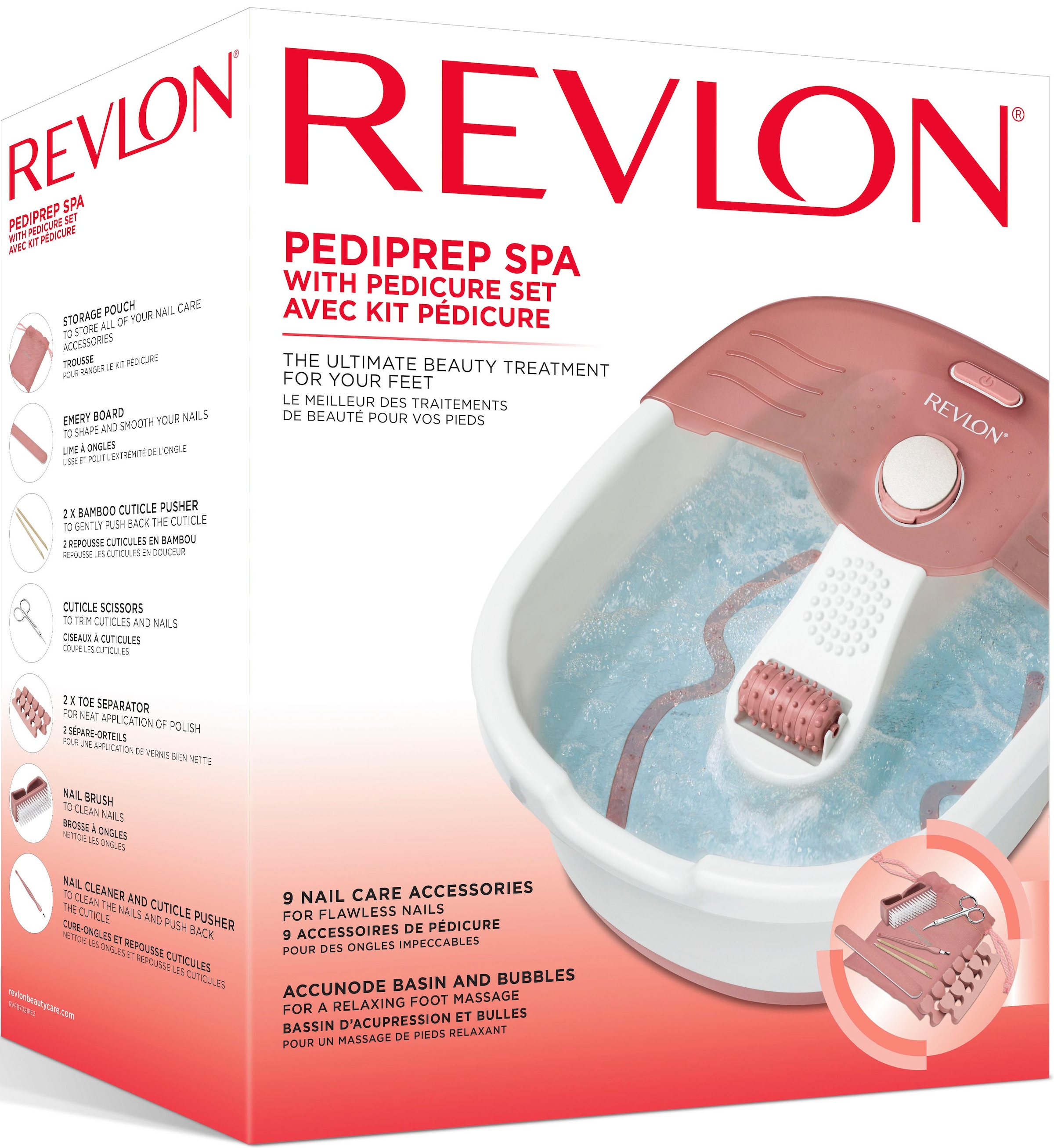 Revlon Fußbad »RVFB7021PE«, (Set, 10 tlg., entspannende Sprudelmassage inklusive Pediküre Set)