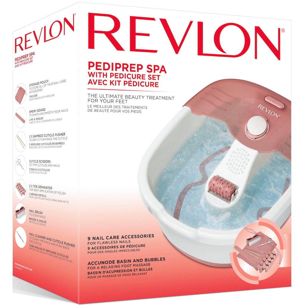 Revlon Fußbad »RVFB7021PE«, (Set, 10 tlg., entspannende Sprudelmassage inklusive Pediküre Set)