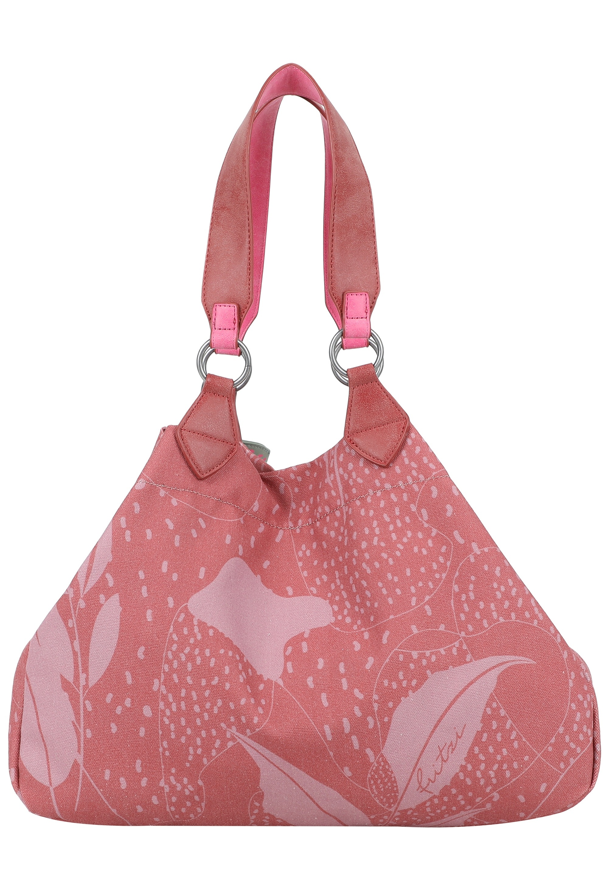 Fritzi Aus Preußen Henkeltasche FRITZI AUS PREUSSEN "Leaves Canvas Anthra Ice", Herren, Gr. B/H/T: 15cm x 29cm x 42cm, rosa, rot, Baumwolle, bedruckt, Taschen, mit abnehmbarem Sonnenbrillenetuis 3