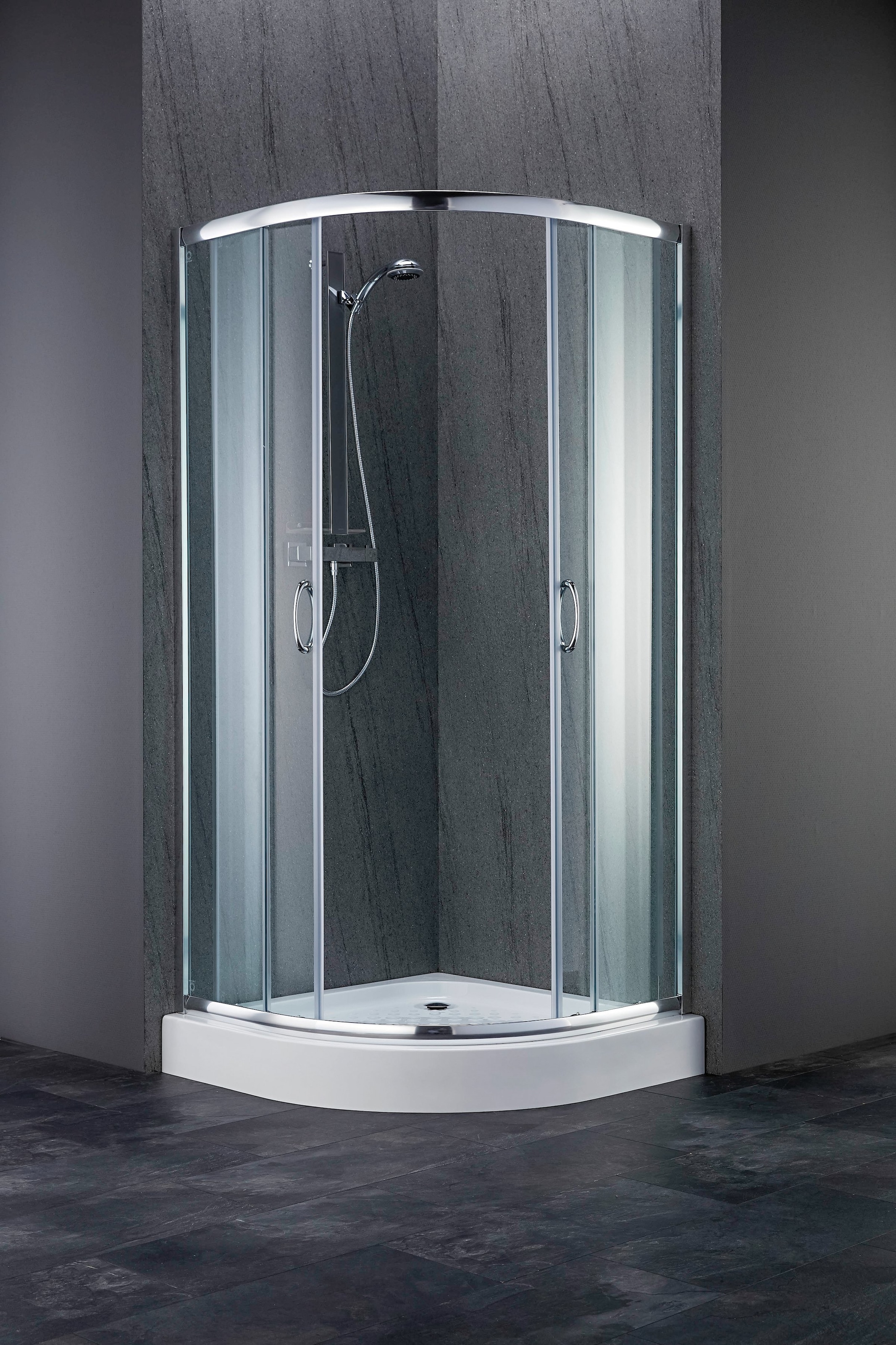 Runddusche WELLTIME, B:80cm H:199cm T:80cm, grau, Duschkabinen, "Summer SET", mit leichtgängigen Schiebetüren, inkl. passender Duschwanne