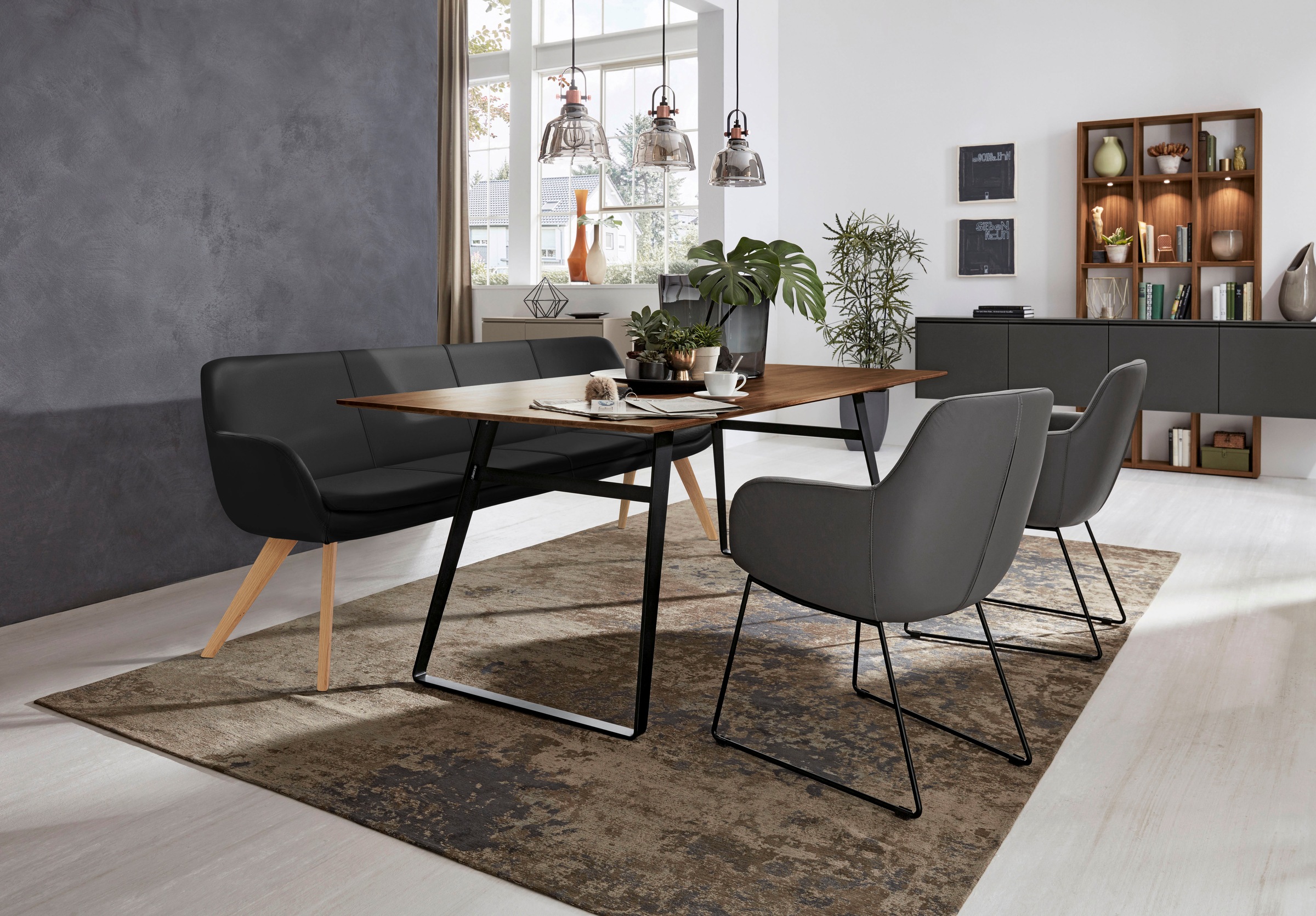 Musterring Essbank »Tavia«, Stativgestell aus Eiche bianco massiv, Breite 180, 200 oder 220 cm