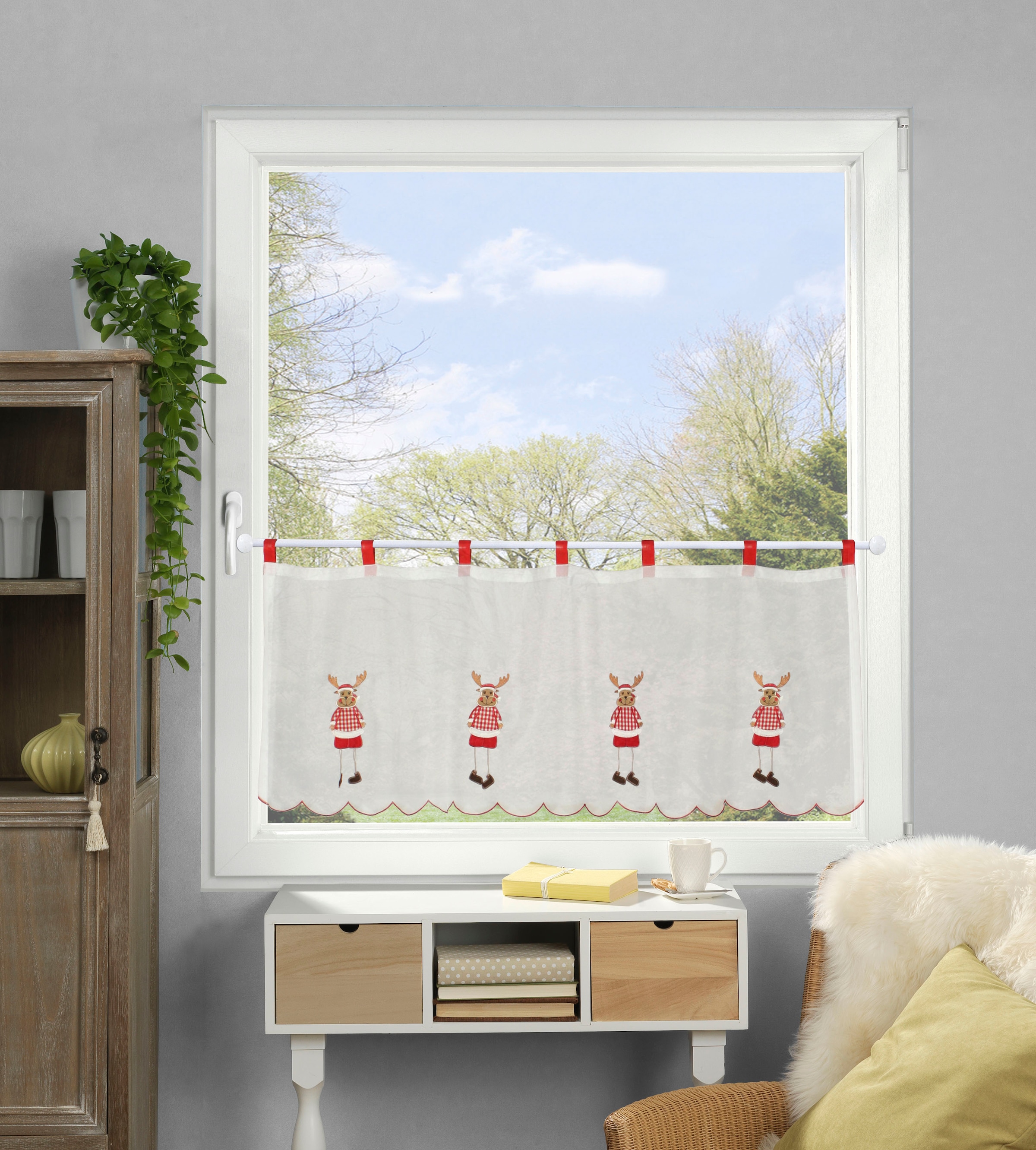 HOME WOHNIDEEN Scheibengardine "RUDOLF" Schlaufen 1 Stk. tlg. HxB: 45x120 günstig online kaufen