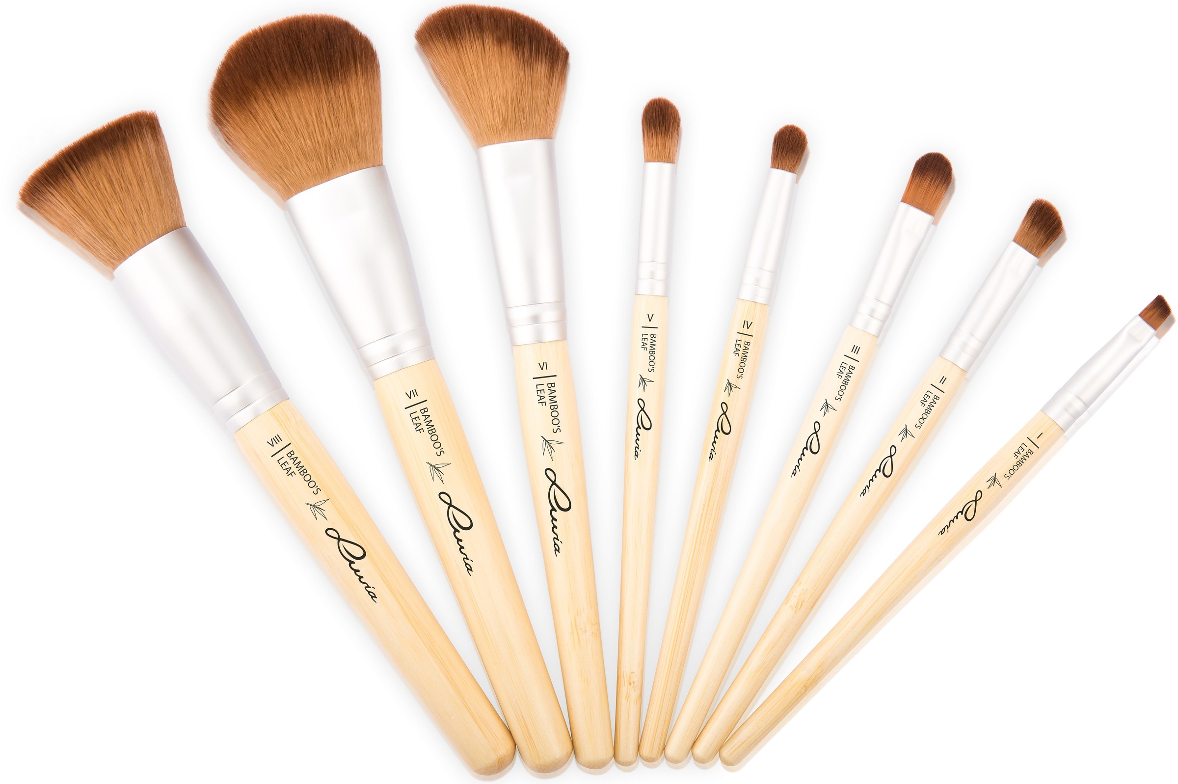 Luvia Cosmetics Kosmetikpinsel-Set »Bamboo's Leaf«, (8 tlg., mit Aufbewahrungstasche), vegan