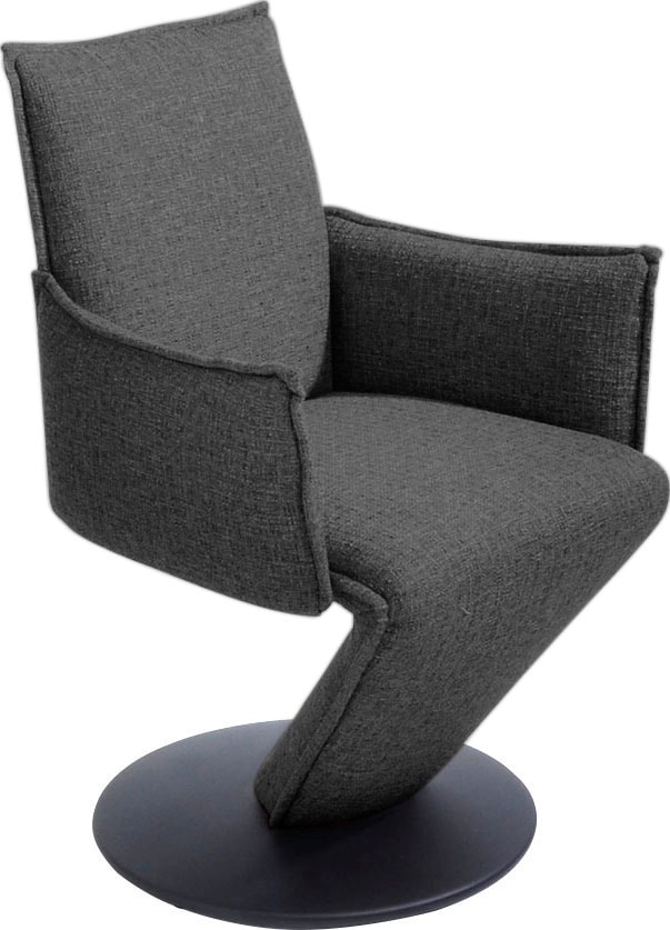 K+W Komfort & Wohnen Esszimmerstuhl "Drive, Drehstuhl" () Sessel mit federnder Sitzschale, Drehteller in Metall schwarz Struktur