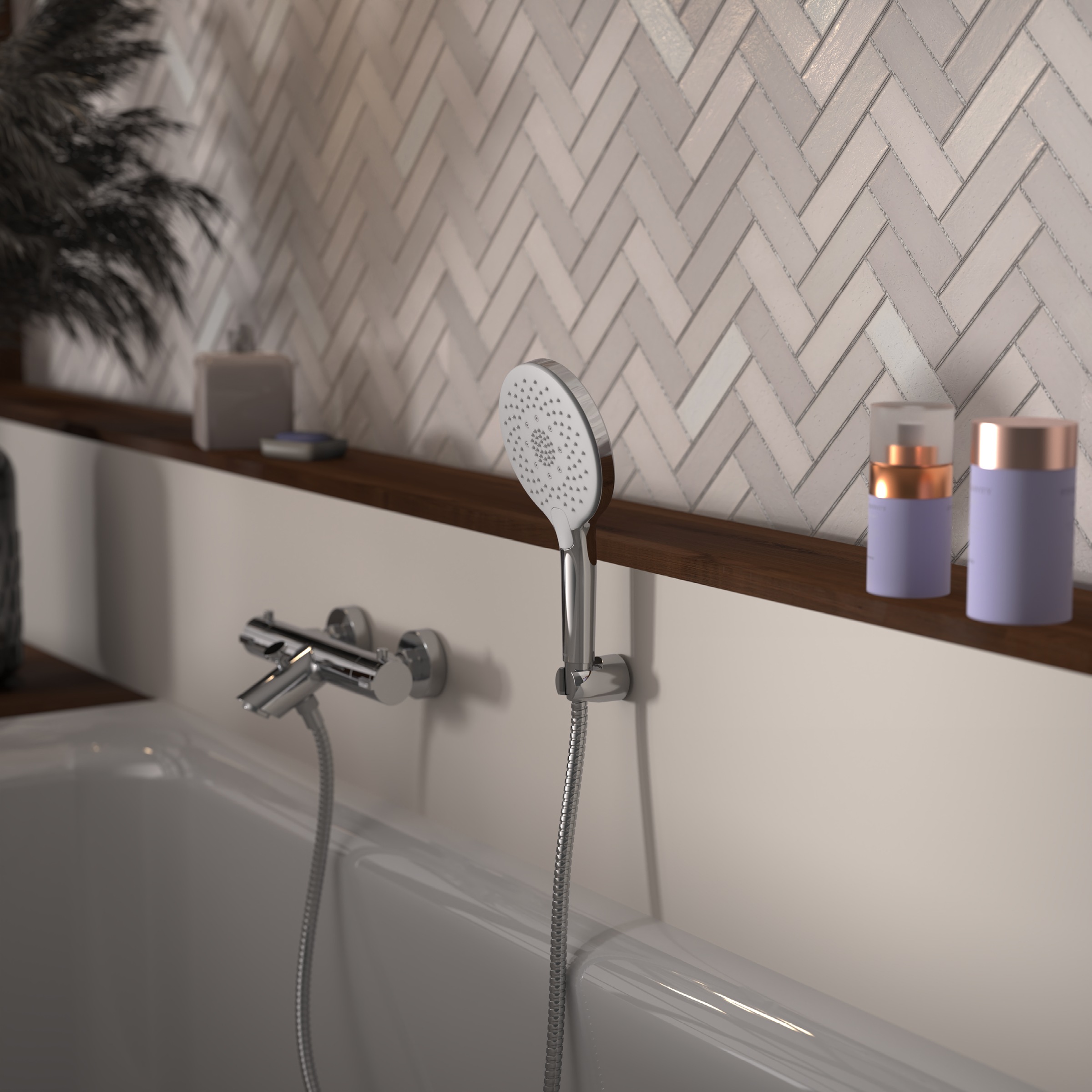 Schütte Handbrause "SUMATRA" 3-fach verstellbar, mit Antikalknoppen, wassersparend, rund