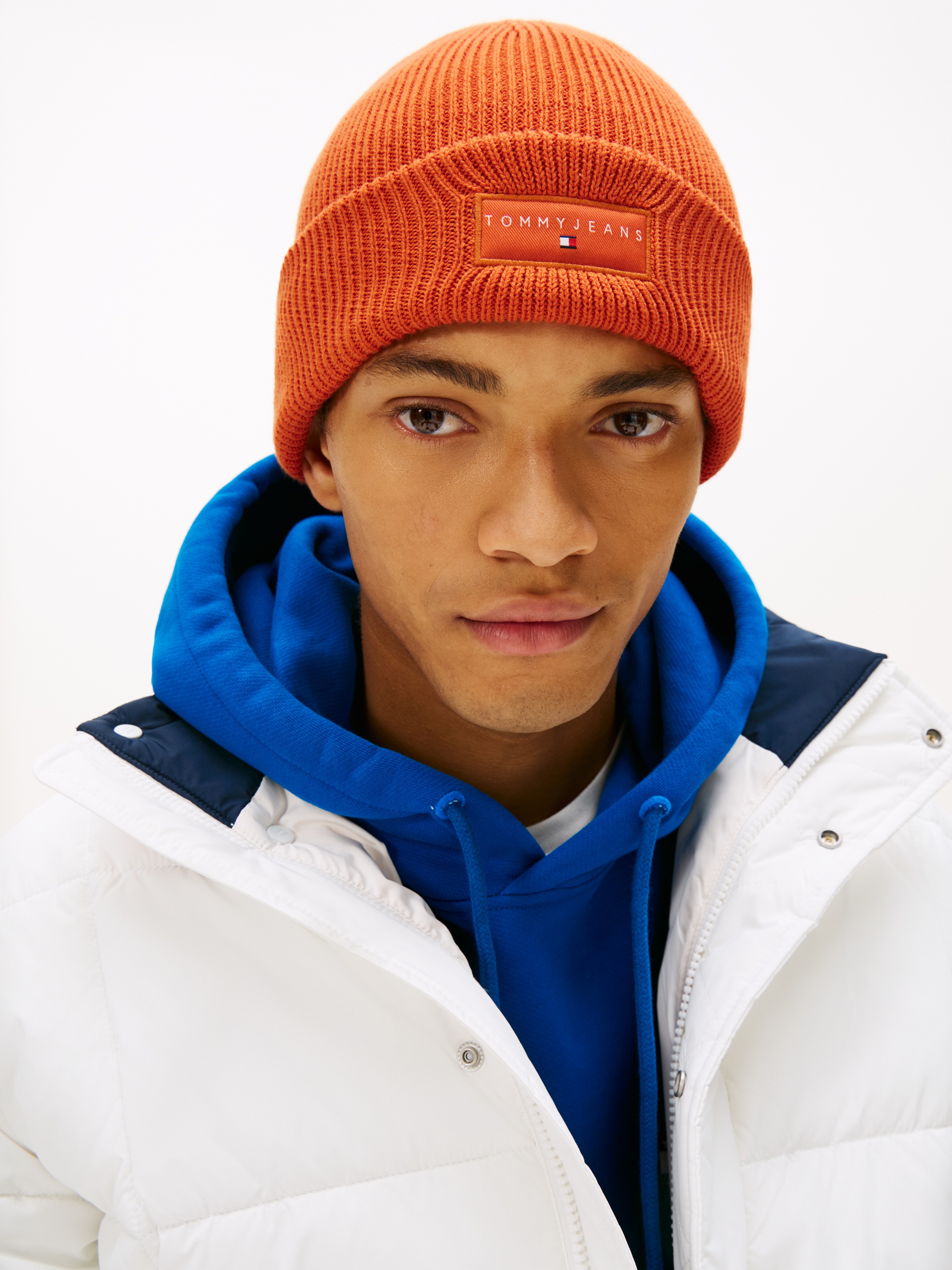Tommy Jeans Beanie TJM LINEAR in Grobstrick, mit Umschlag günstig online kaufen