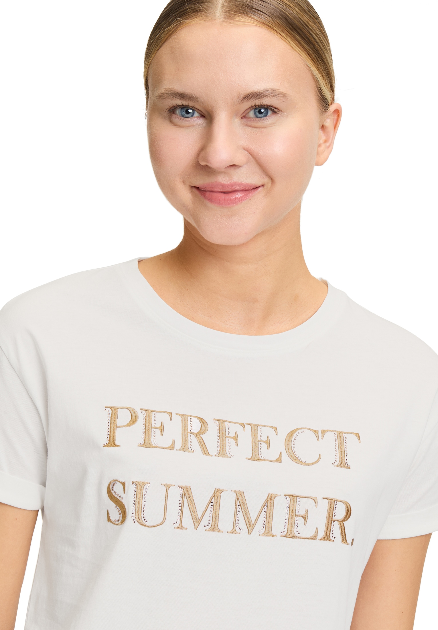 Betty&Co Kurzarmshirt »Betty & Co Casual-Shirt mit Strass«, (1 tlg.), Strass