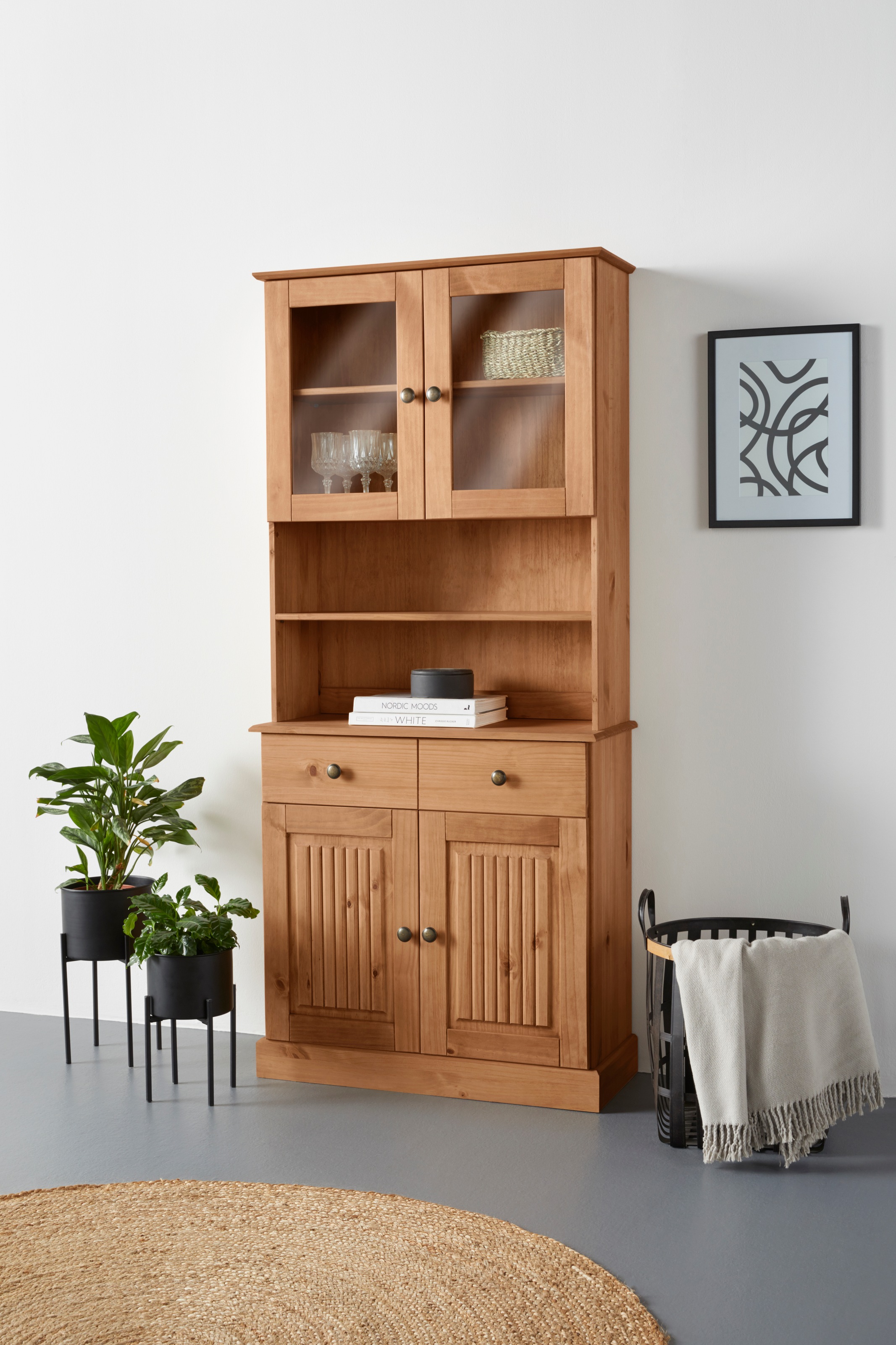 OTTO home Buffet "Liotta" mit 1 Schubkasten u. 3 verstellbare Einlegeböden, massives Kiefernholz