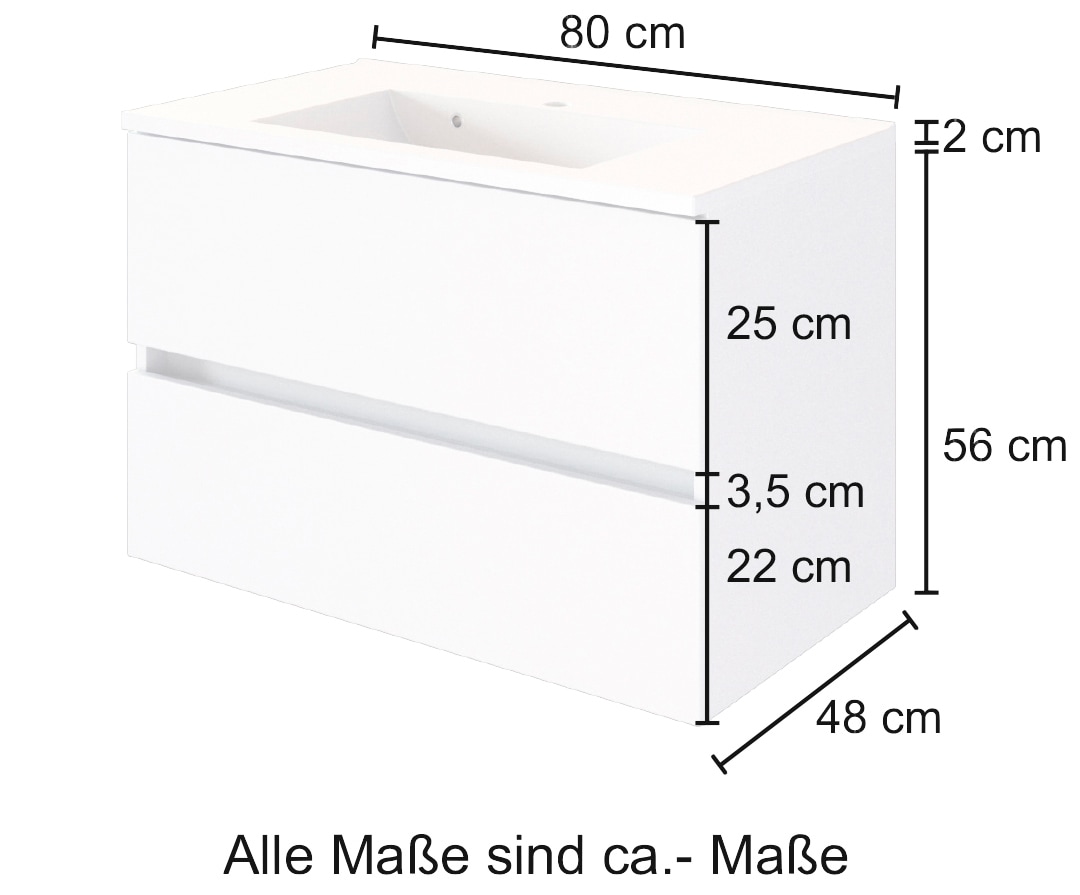 welltime Waschtisch »Baabe«, Breite 80 cm