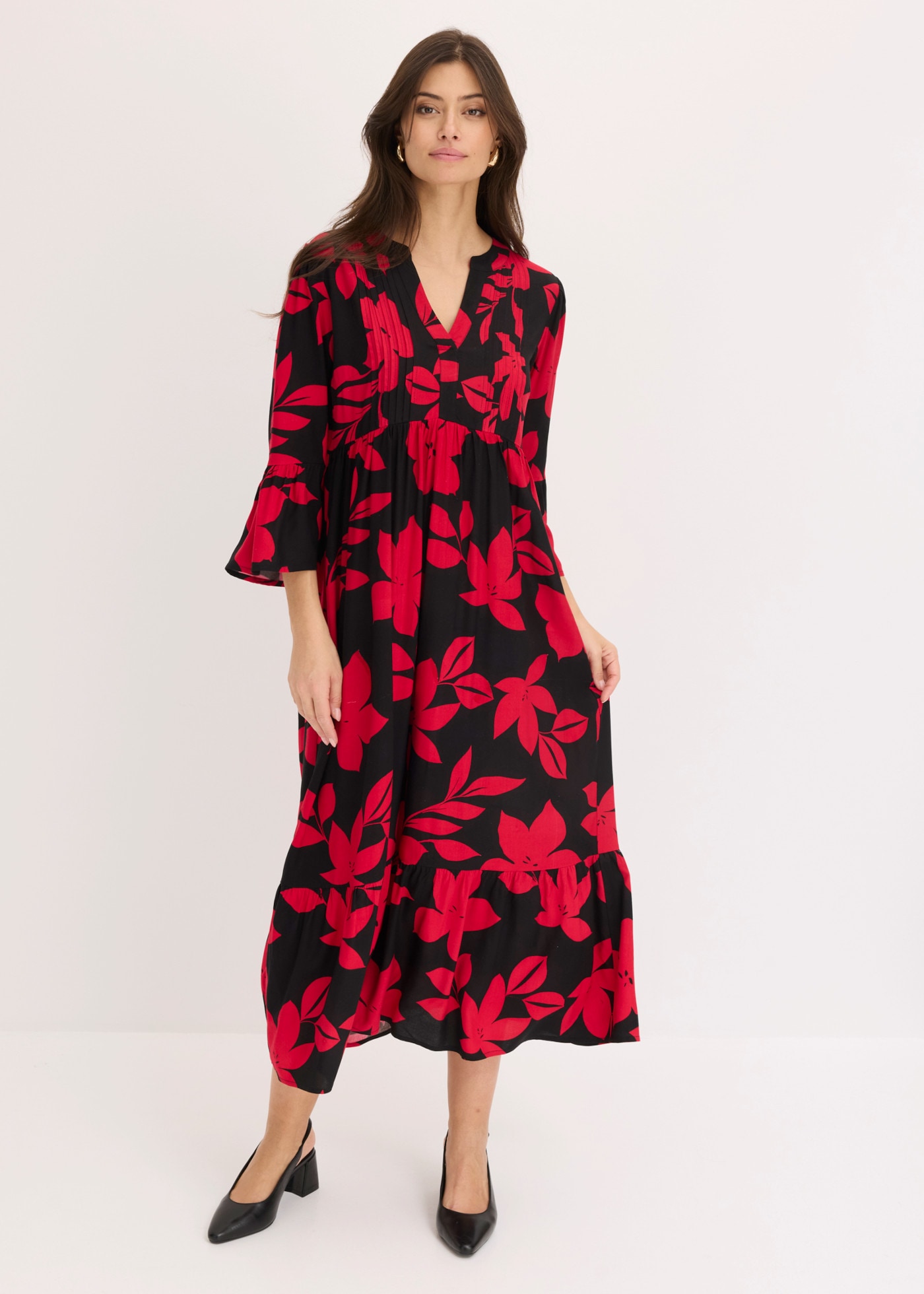 bonprix Maxikleid »Maxikleid aus fließender Viskose« für modischen Auftritt, aus Viskose, A-Linie, 3/4-Ärmel