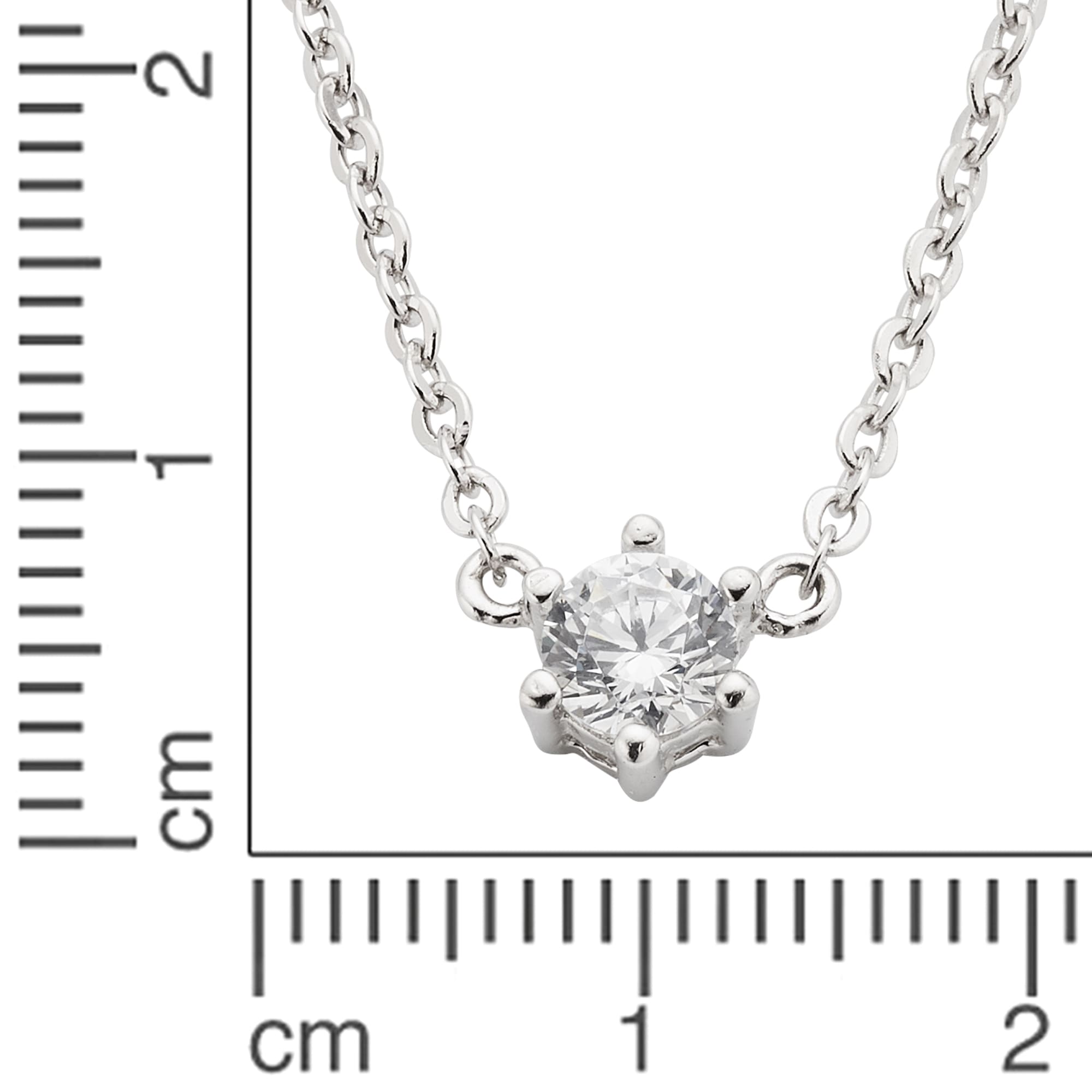 Zeeme Collierkettchen »Silber 925 rhodiniert 45cm lang mit weißem Zirkonia«