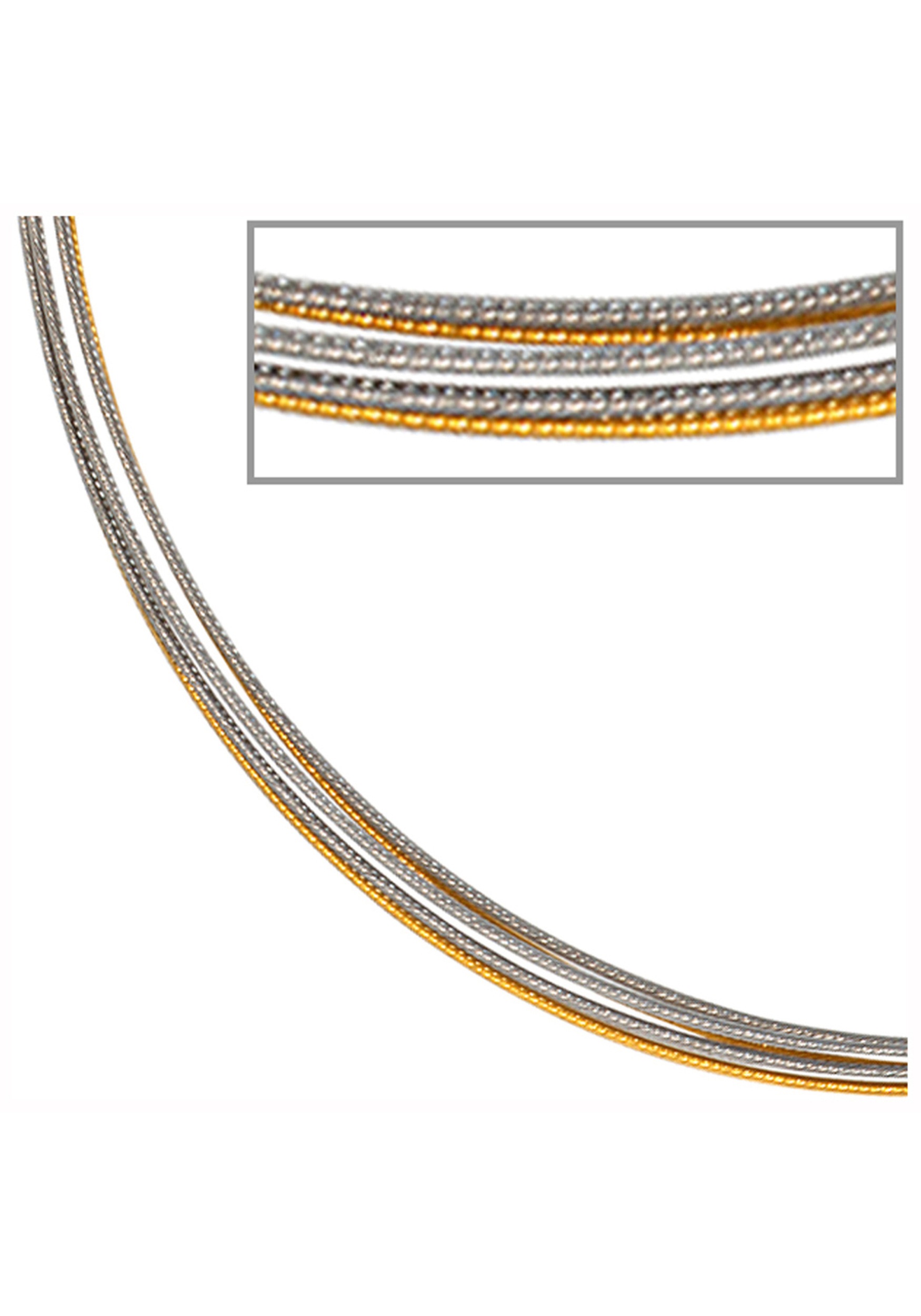 Halsreif JOBO, gold (goldfarben), Halsketten, Damen, Edelstahl, L: 45, 5-reihig Bicolor-Optik 45 cm 2