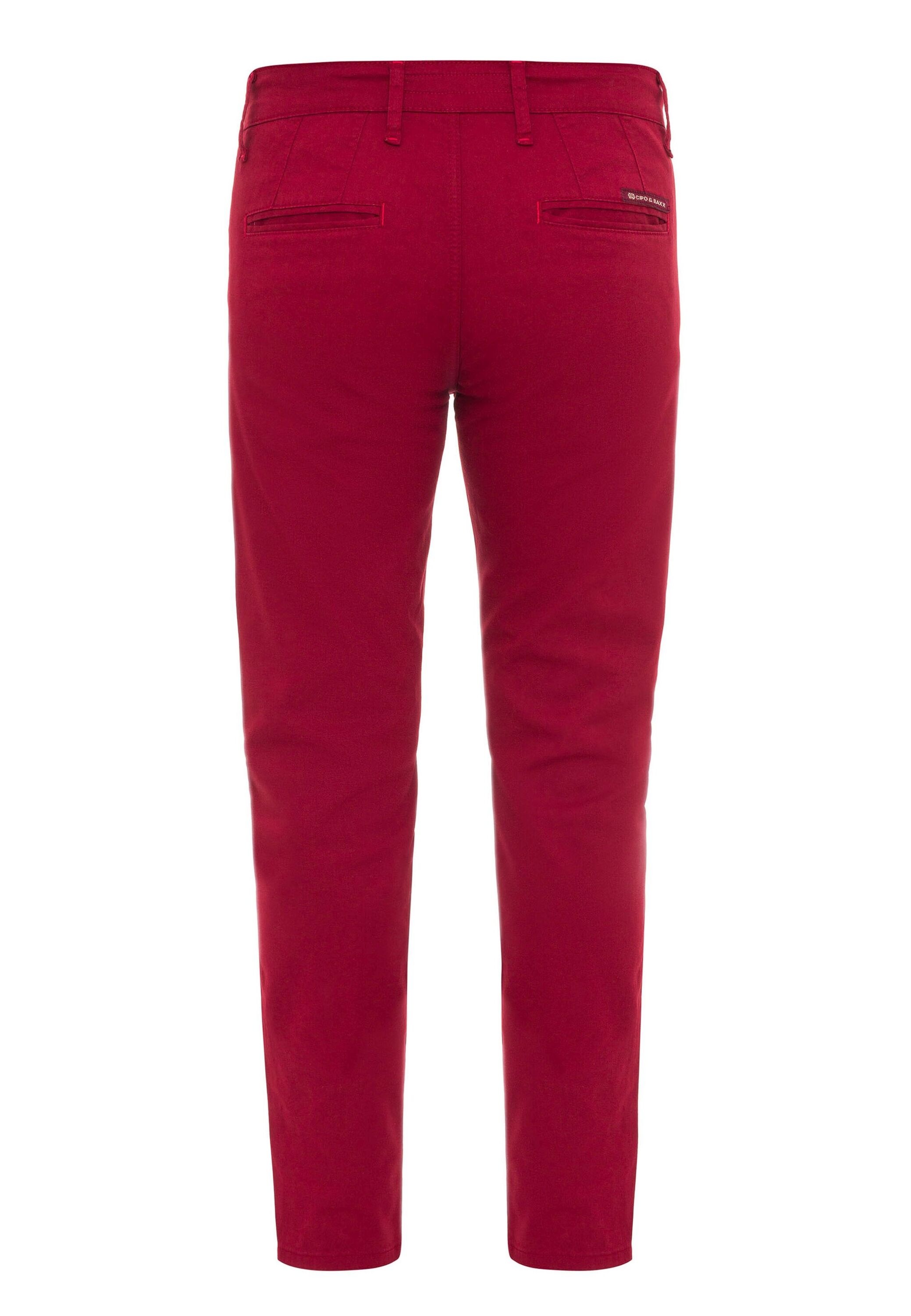 Stoffhose CIPO & BAXX "Hose", Herren, Gr. 40, Länge 32, rot (burgundy), 97% Baumwolle, 3% Elasthan, unifarben, slim fit lang, Hosen Stoffhose, im modischen Slim Fit-Schnitt, CD842 3