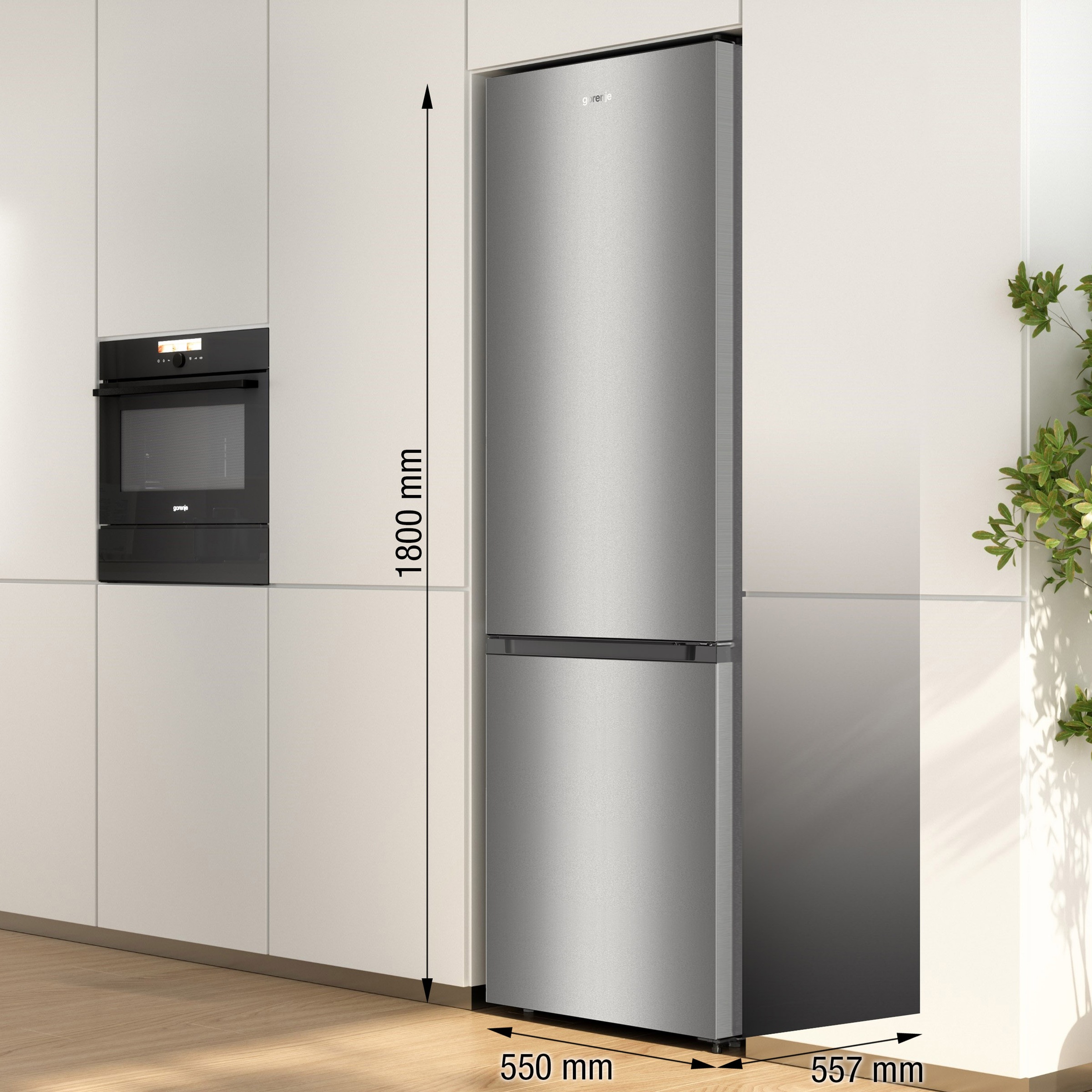 GORENJE Kühl-/Gefrierkombination »RK4182PS4« 180 cm hoch 55 cm breit LED-Innenbeleuchtung, CrispZone, Eco-Modus