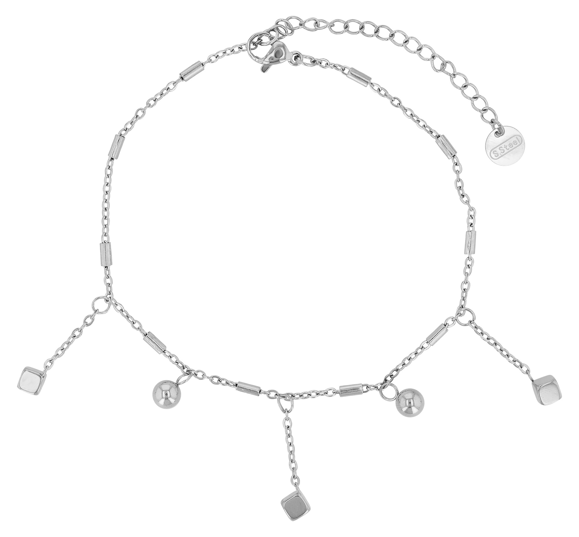 Fußkette ADELIA´S "Damen Fußkettchen – aus Edelstahl", silber, Fußketten, Damen, Edelstahl, Ideal als Geschenk zum Jubiläum