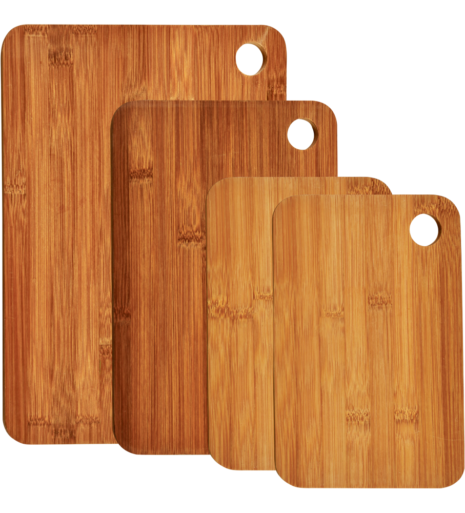 KESPER® Schneidebrett, (Set, 4 St.), aus FSC®-zertifiziertem dunklen Bambus