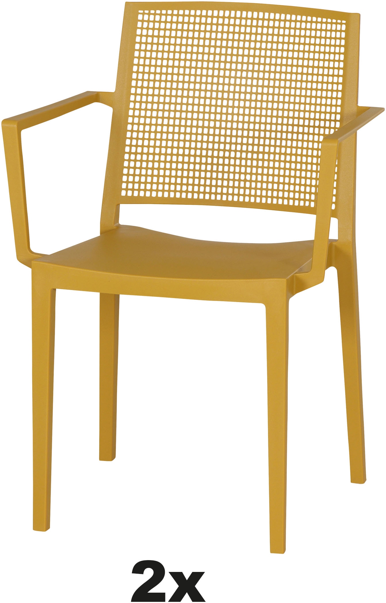 Siena Garden Gartensessel »Square 2er Set Stapelsessel mustard« Set, 2 Stk. tlg. Gestell, Polypropylen/Glasfaser