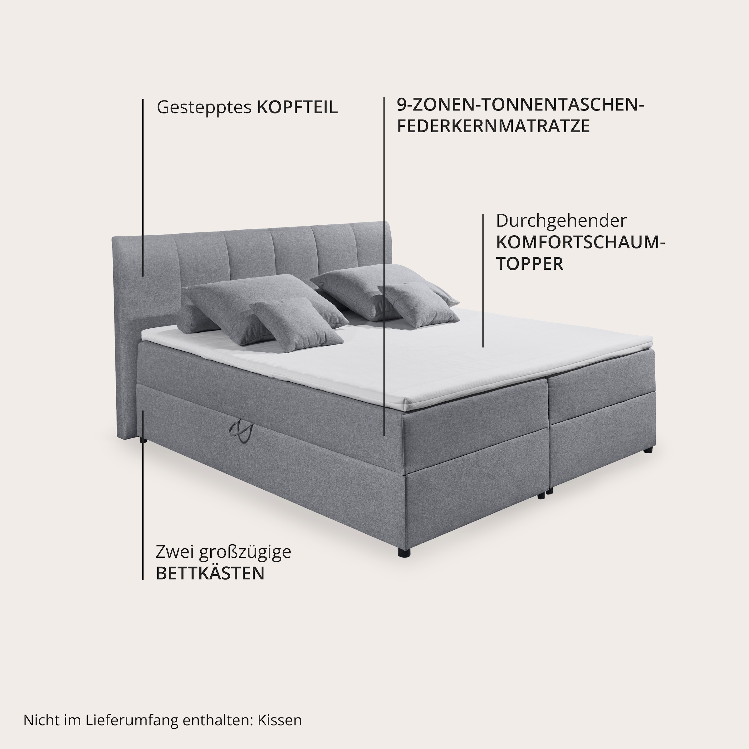 ED EXCITING DESIGN Boxbett »"Granada"  inkl. Bettkasten und Topper« erhältlich in den Größen 120x200cm, 160x200cm & 180x200cm
