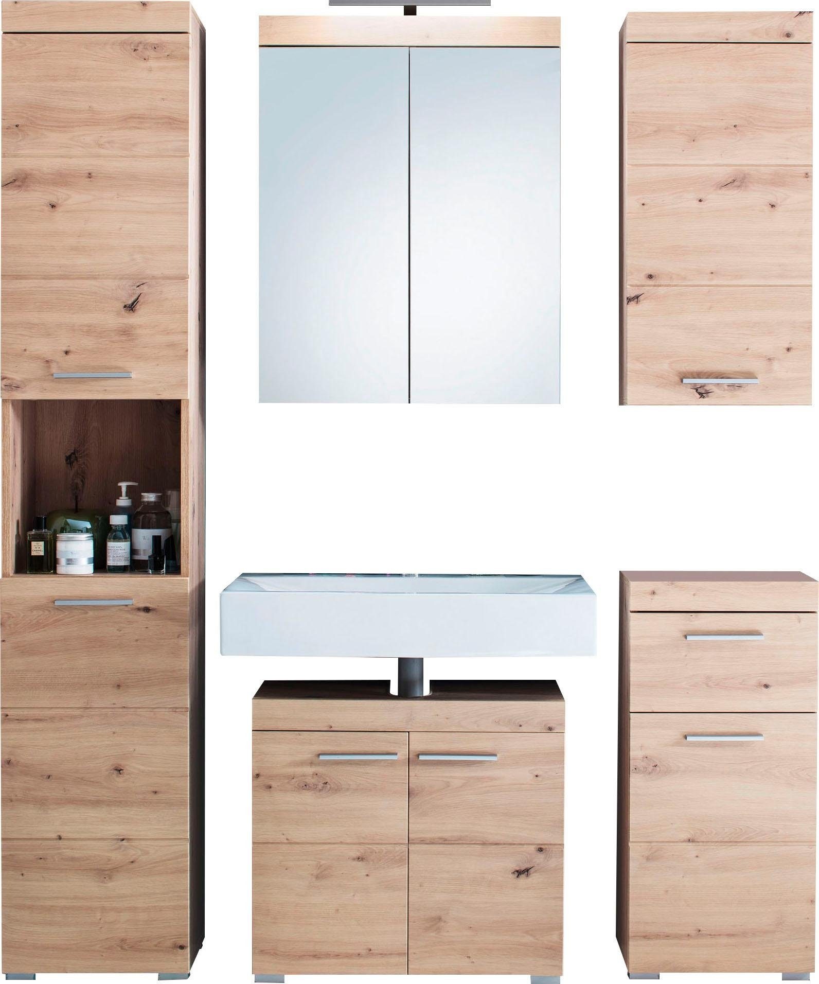 welltime Badmöbel-Set "Avena", (Set, 5 St.), Hochschrank, WBU, Spiegelschra günstig online kaufen