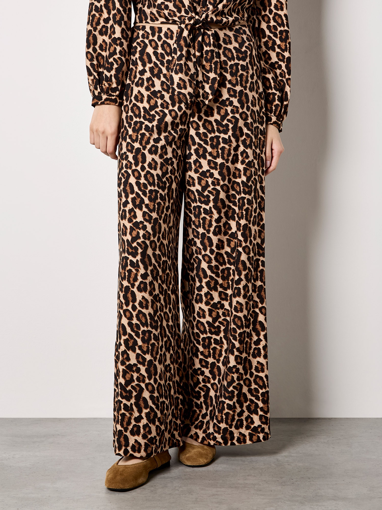 Apricot Stoffhose "Weite Hose" mit Leopardenmuster