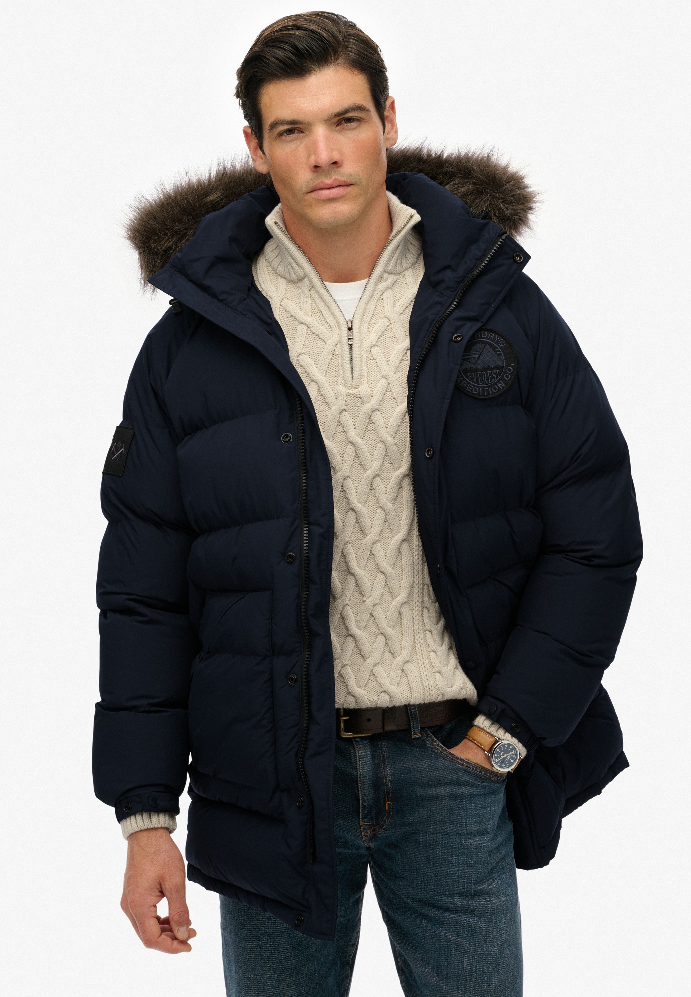 Superdry Steppjacke "EVEREST LONGLINE BAFFLED PARKA", mit Kapuze günstig online kaufen