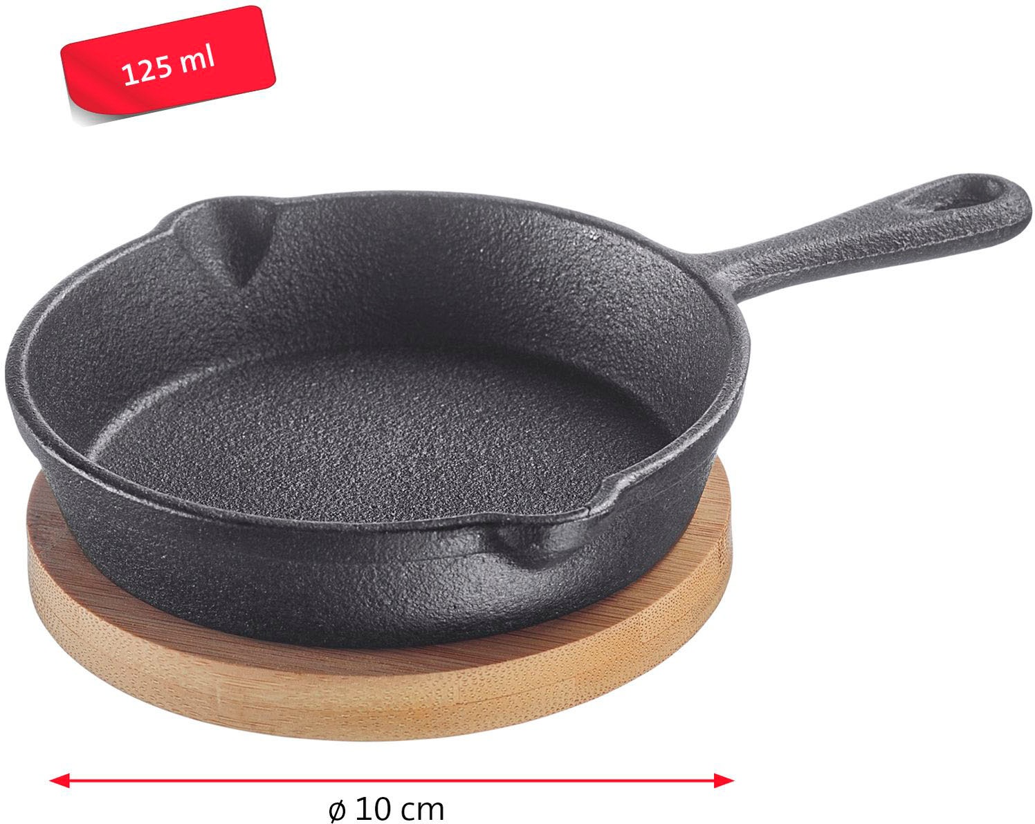 WESTMARK Grillpfanne »Tapas + Friends, kleine Gusseisenpfanne«, Aluminiumguss, 125 ml, inkl. Bambus-Untersetzer