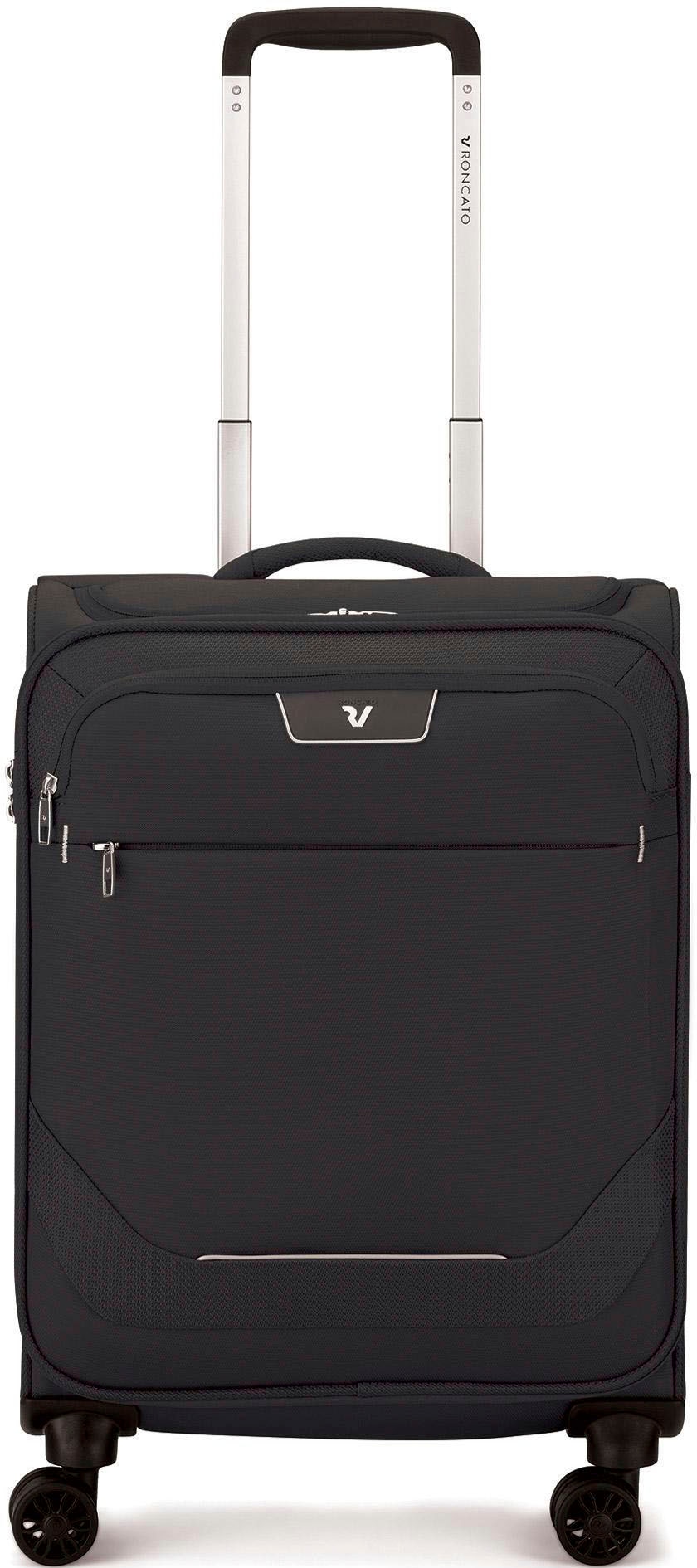 RONCATO Handgepäck-Trolley "Joy Carry-on, 55 cm, schwarz", 4 Rollen, Handgepäck-Koffer Reisekoffer mit Volumenerweiterun