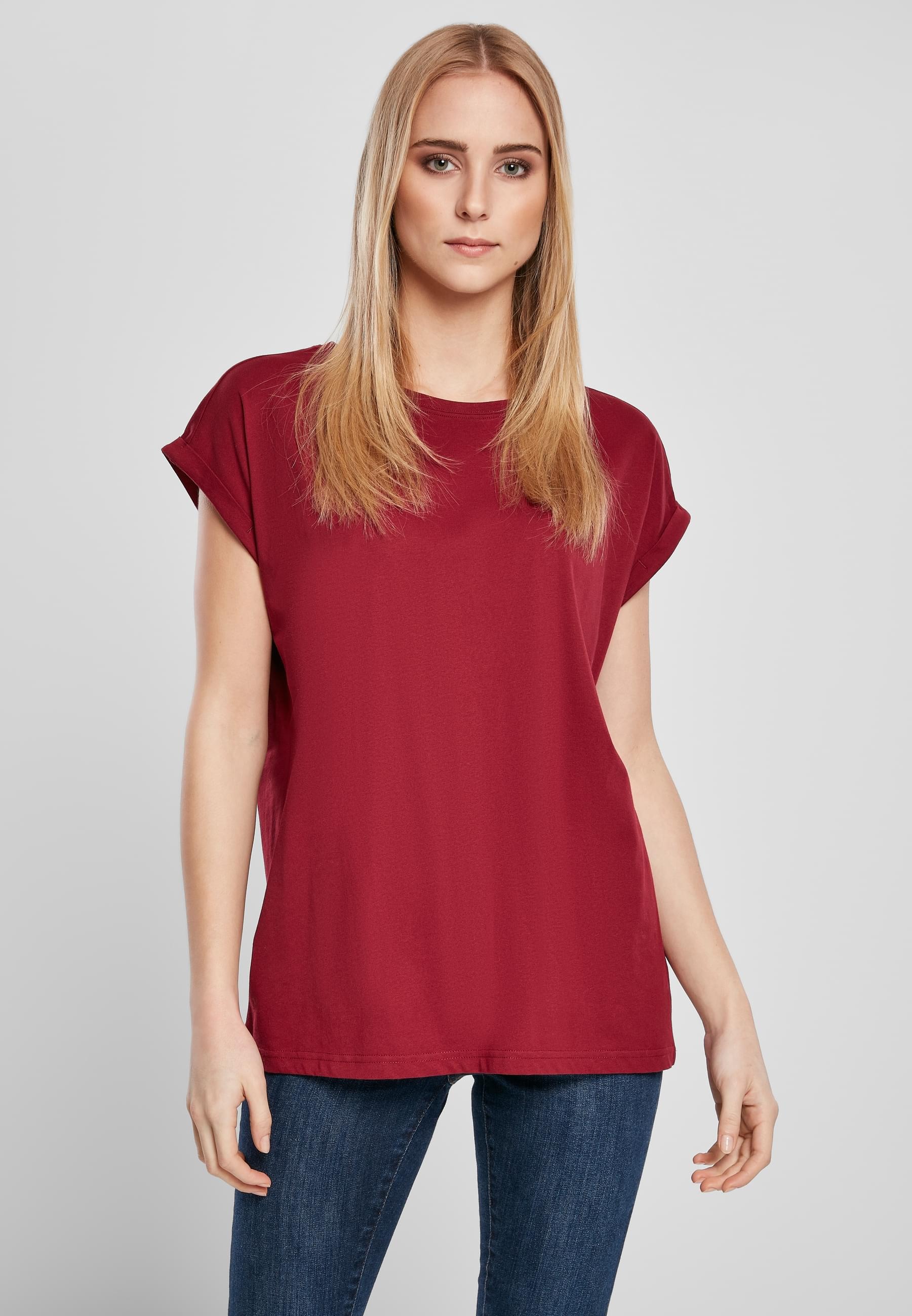 URBAN CLASSICS Kurzarmshirt »Urban Classics Damen Ladies Organic Extended Shoulder Tee«, (1 tlg.)