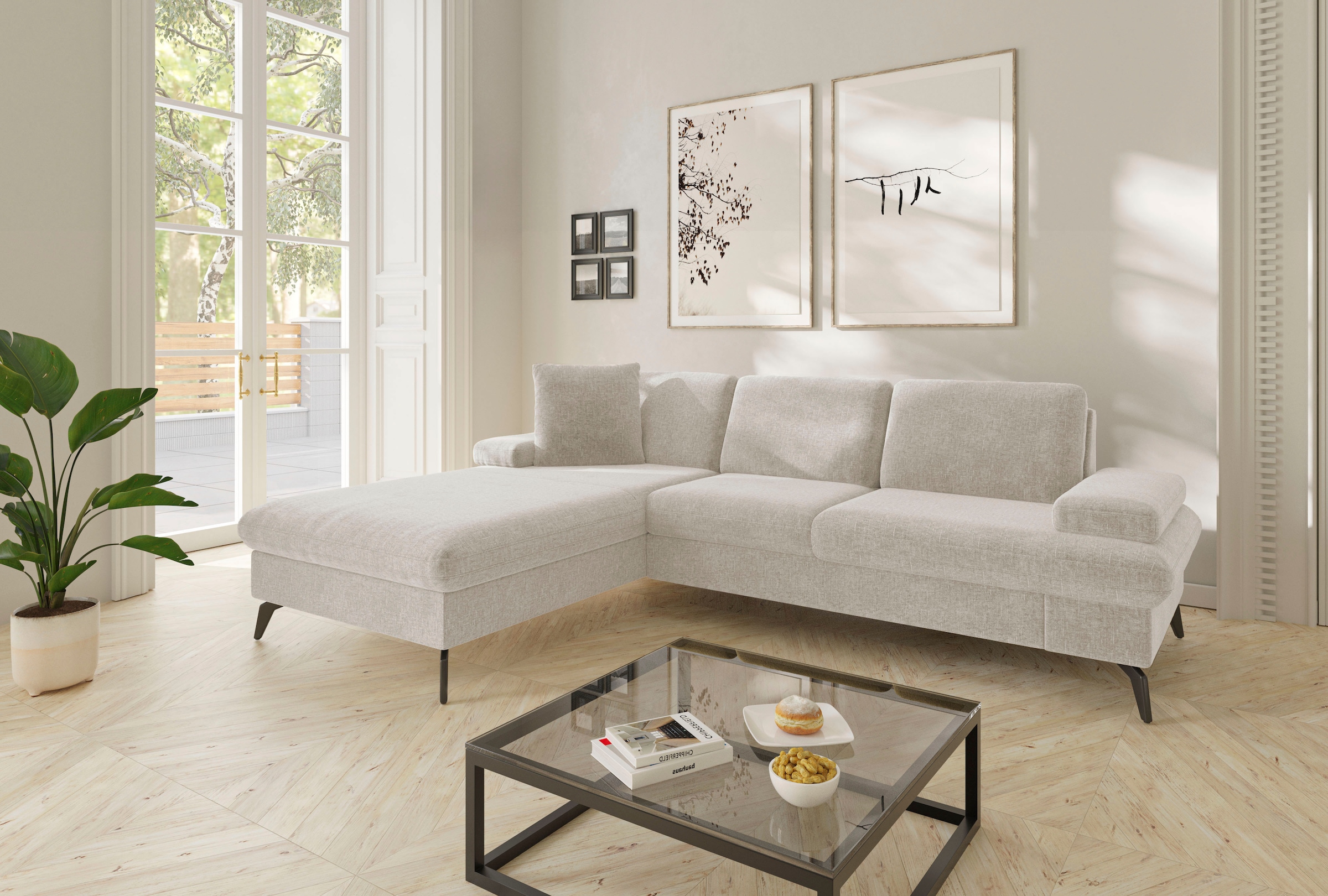 sit&more Ecksofa "Morris Jubi L-Form, B: 247 cm" mit Armteilfunktion & 1 Zierkissen, optional Schlaffunktion