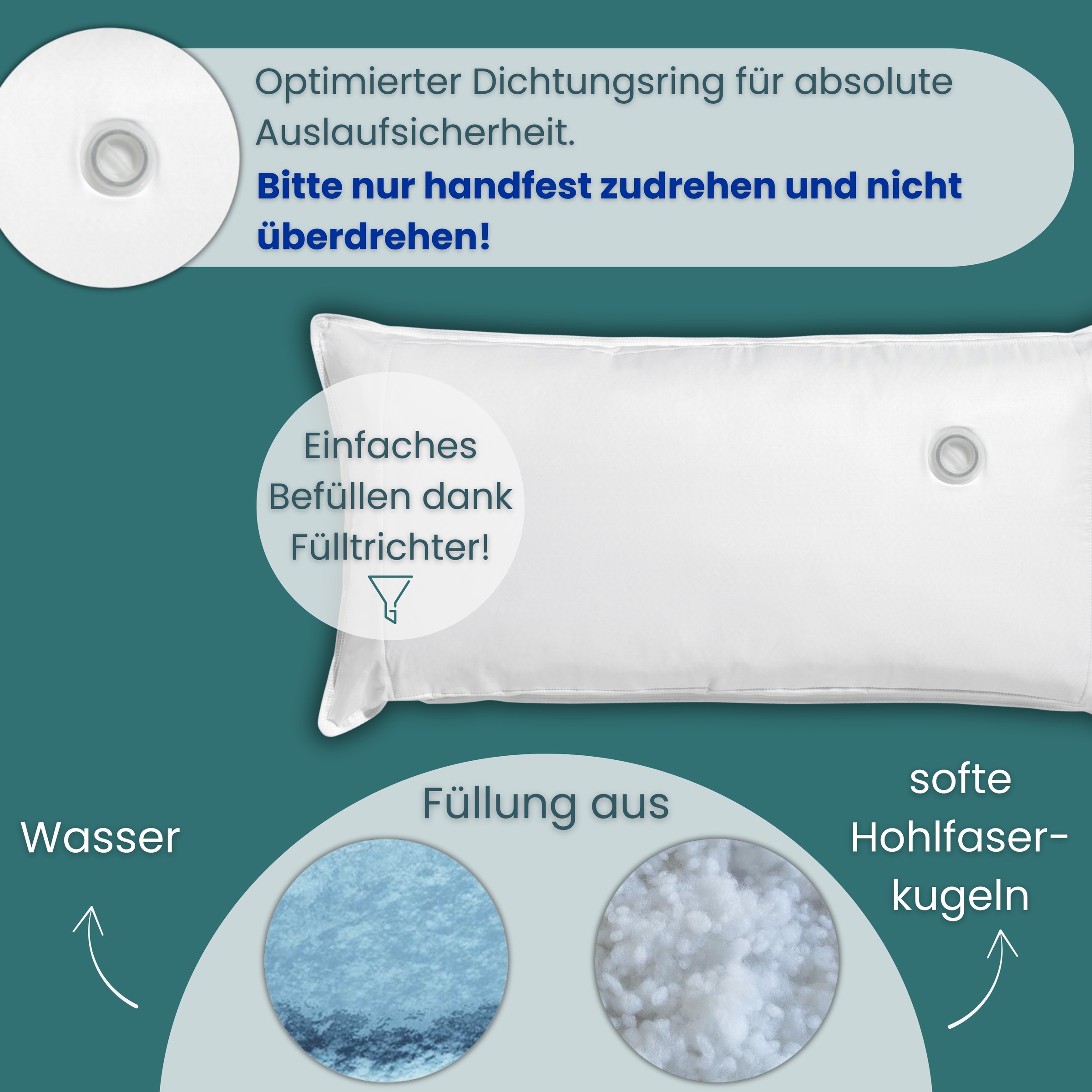 OTTO home Wasserkissen »Aavon, Nackenstützkissen 40 x 80 cm« individuell anpassbare Füllmenge bis 4,5 L, Bezug waschbar