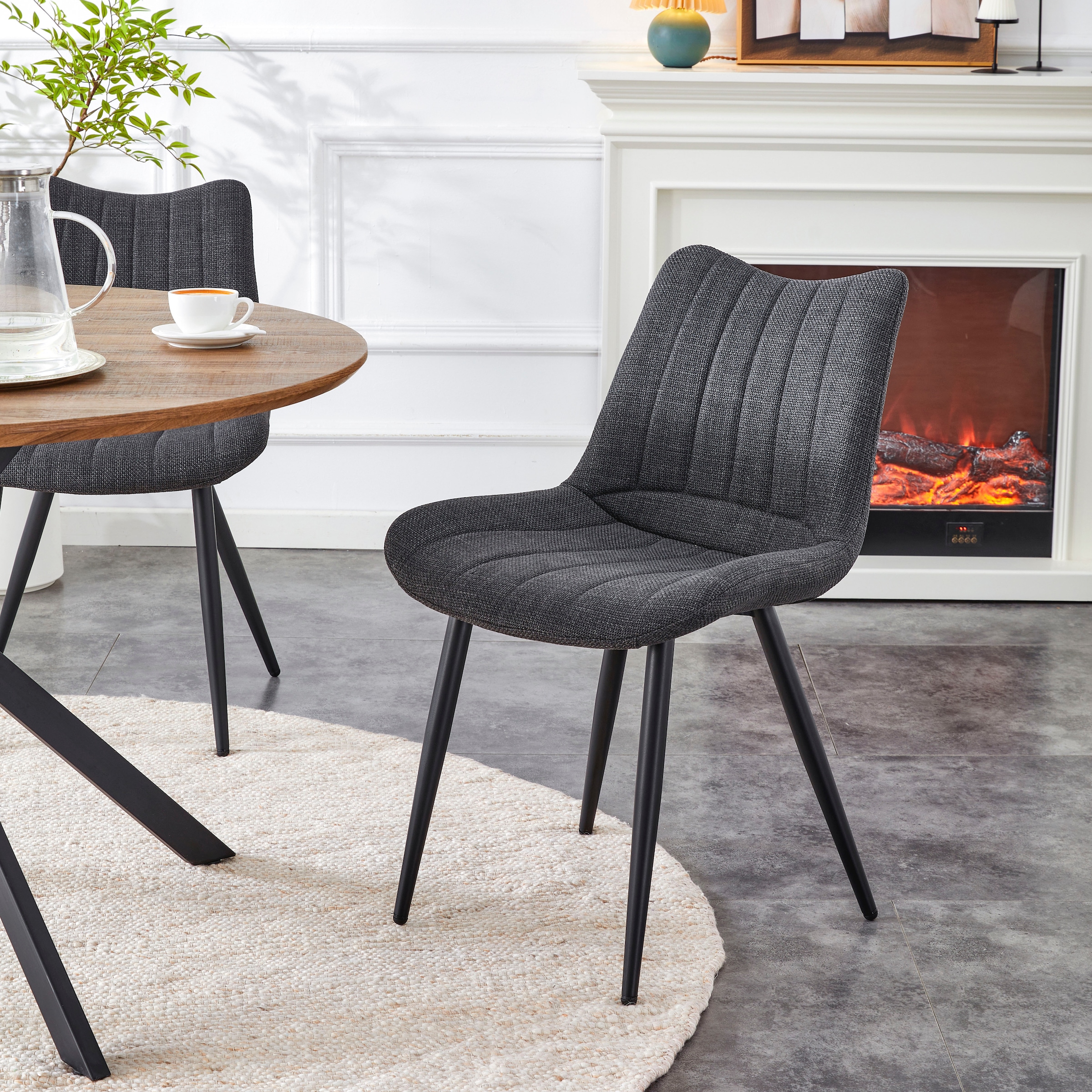 Home affaire Esszimmerstuhl »DAWSON, 2er Set, mit Metallgestell in matt schwarz« (Set) 2 Stk.in verschiedenen Farben, Belsatbarkeit pro Stuhl 120 kg, mit Griffloch