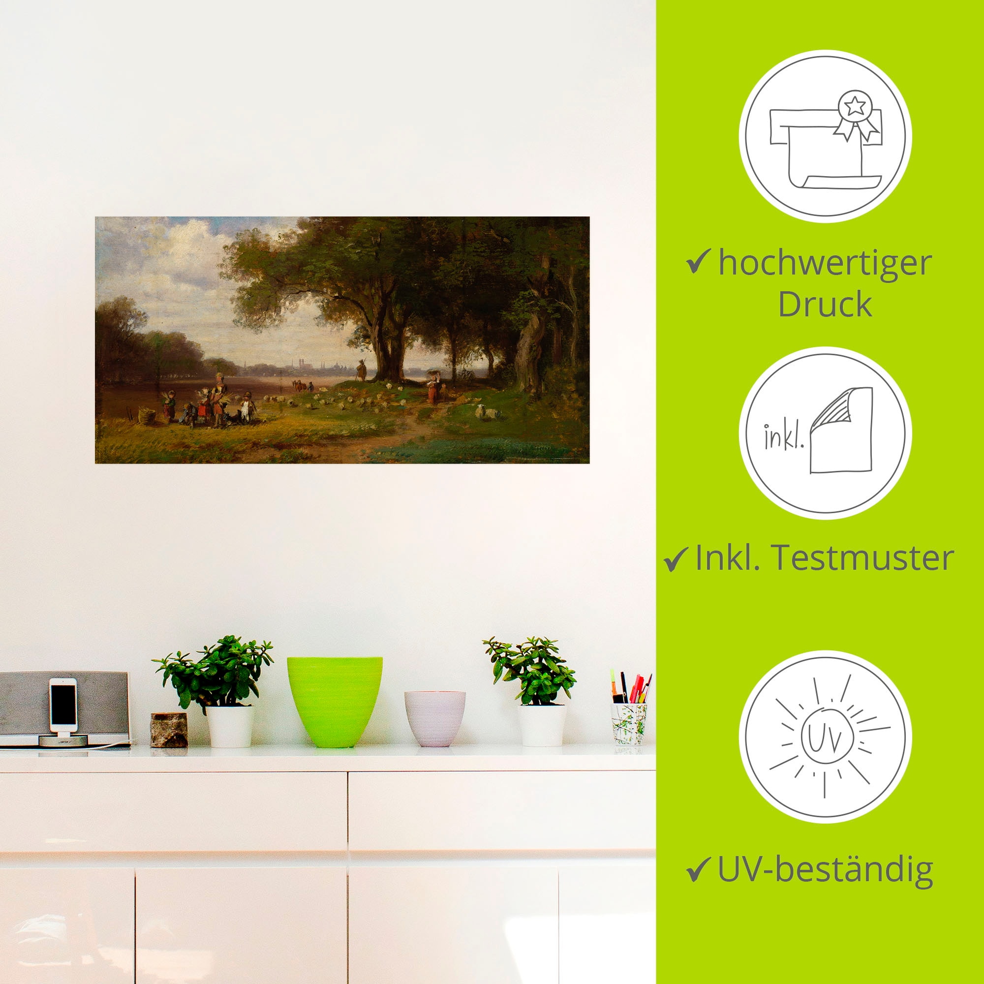 Artland Wandbild »Landschaft vor München mit Schäfer«, Europa, (1 St.), als Poster, Wandaufkleber in verschied. Größen