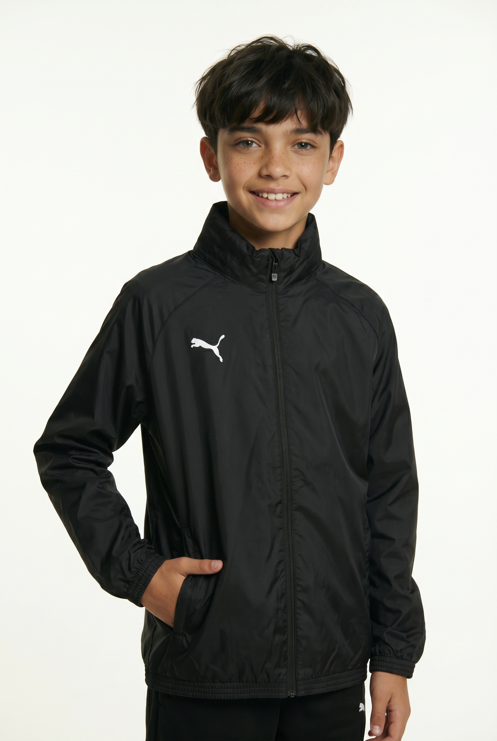 PUMA Trainingsjacke "TEAMGOAL ALLWEATHER JACKET JR" ohne Kapuze modernes Design, leistungsstarke Materialien, Allwetterjacke