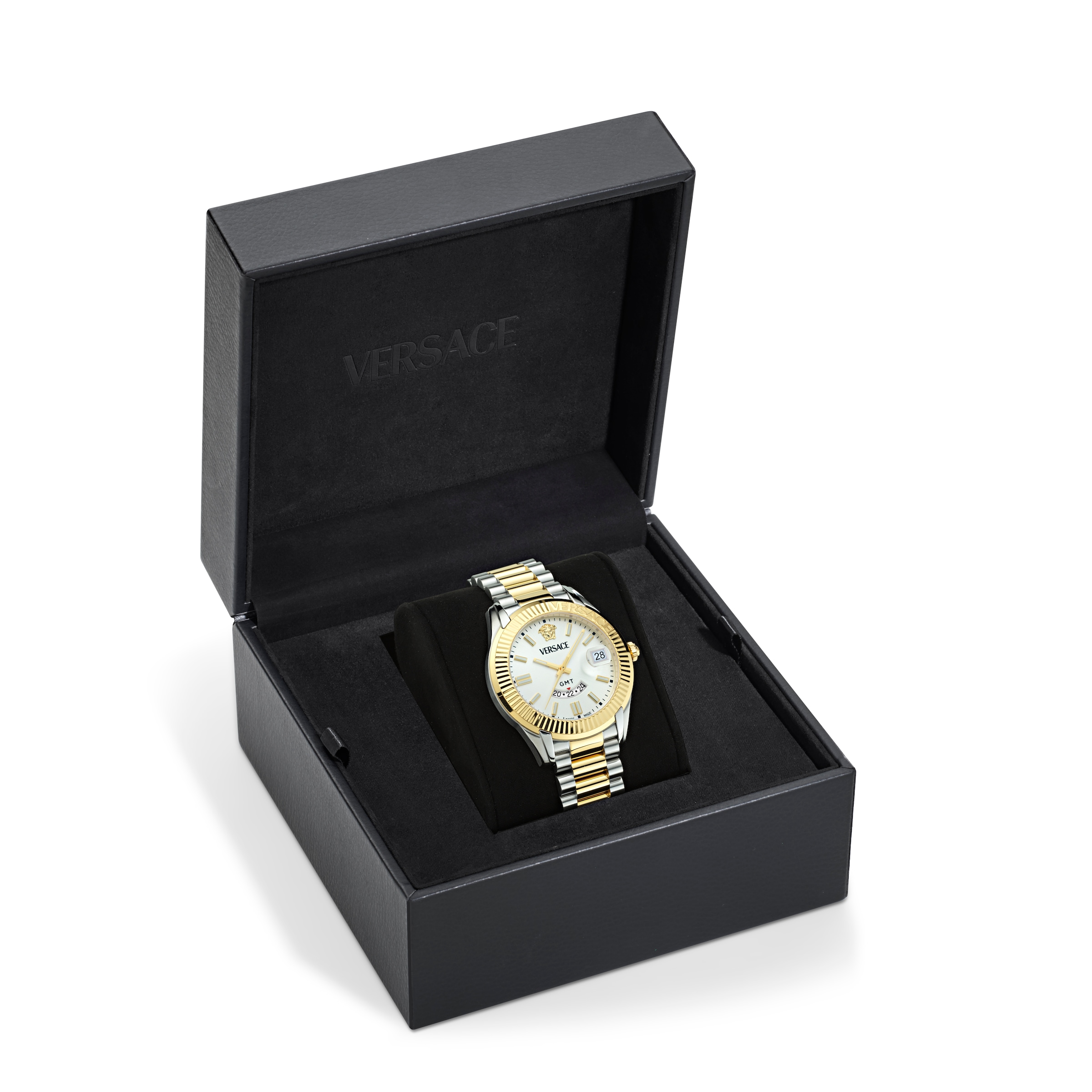 Versace Quarzuhr »APODIS« Armbanduhr, Herrenuhr, Swiss Made, Edelstahlarmband, analog, GMT