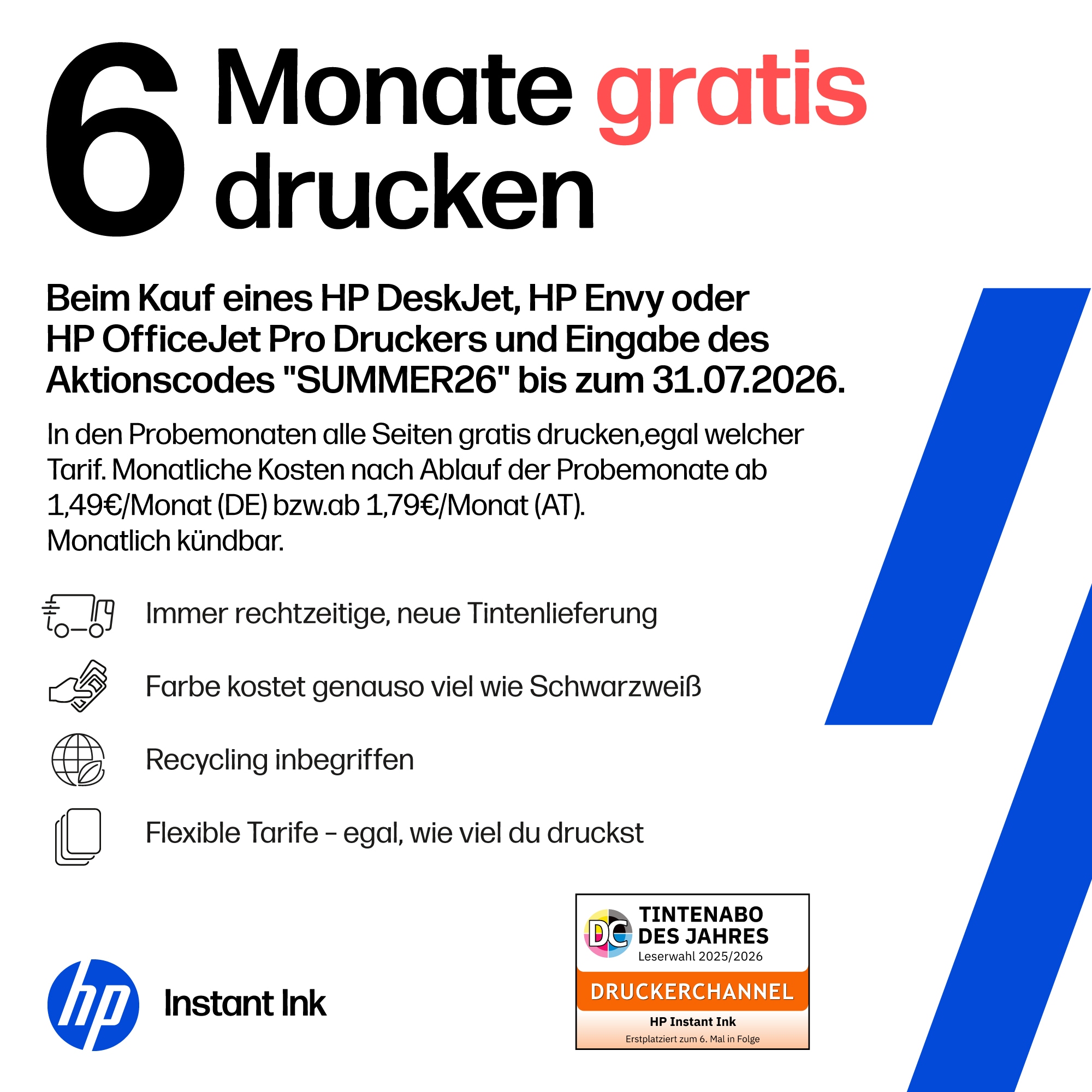 HP Multifunktionsdrucker »Envy 6520e« 6 Probemonate HP Instant Ink erhalten bis 31.07.2026