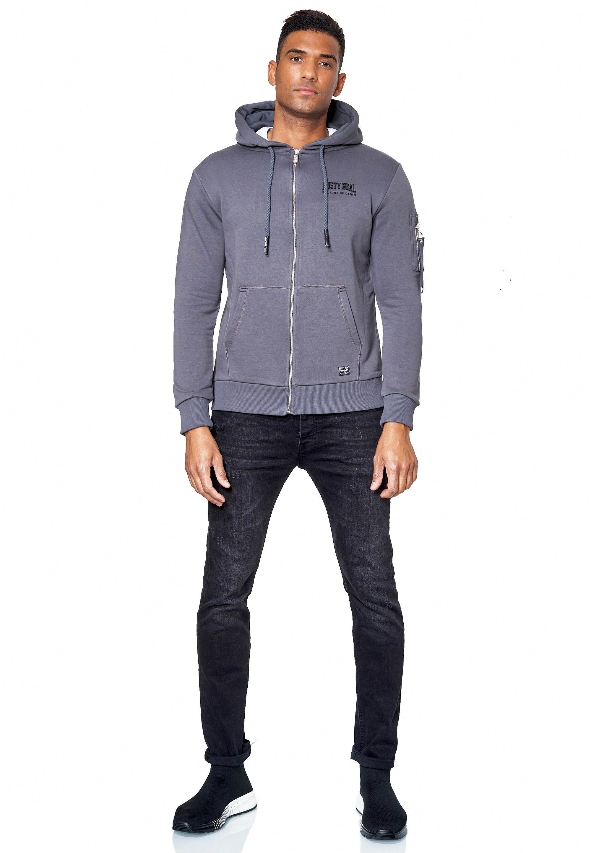 Rusty Neal Sweatjacke, mit stylischer Ärmeltasche