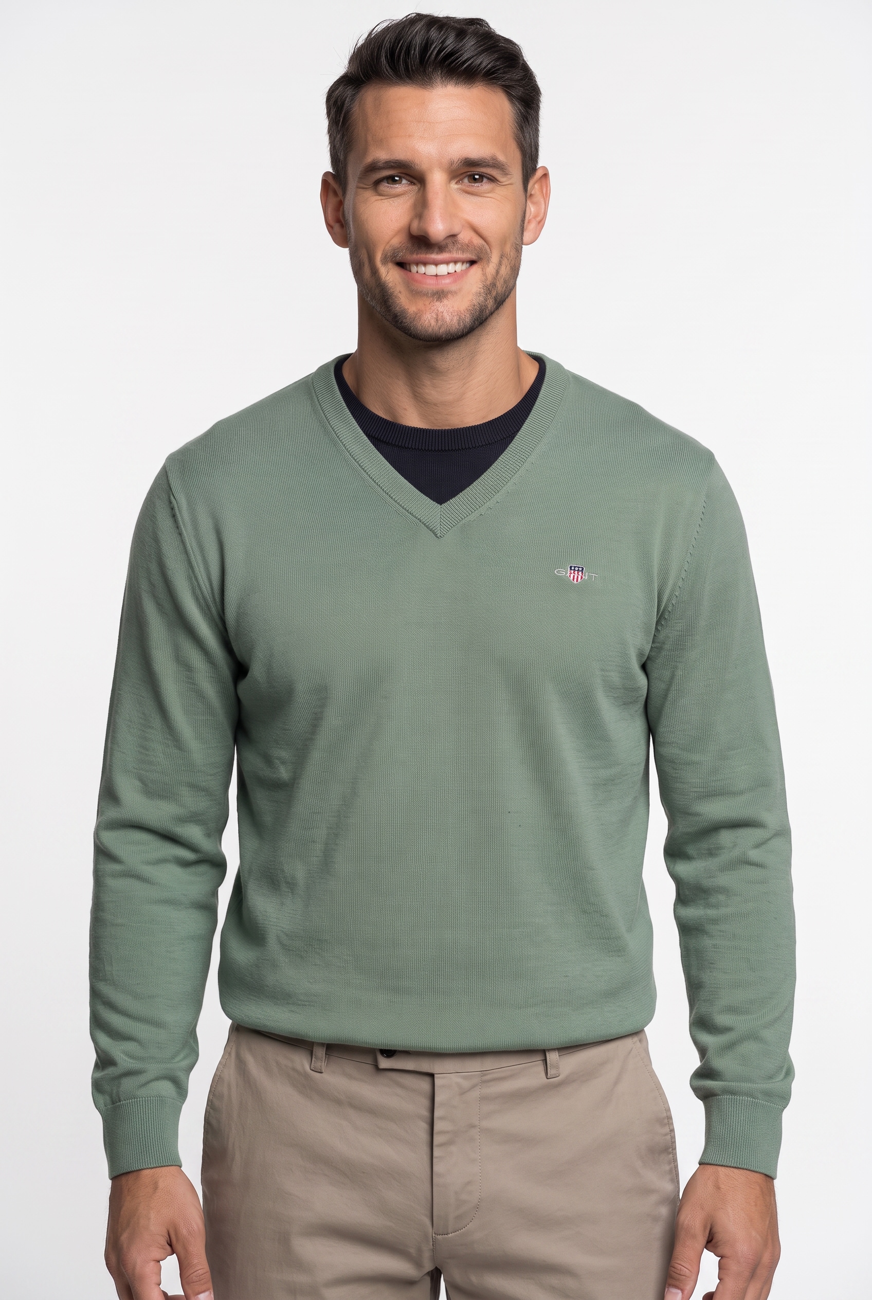 Gant V-Ausschnitt-Pullover "CLASSIC COTTON V-NECK" Regular fit mit V-Ausschnitt
