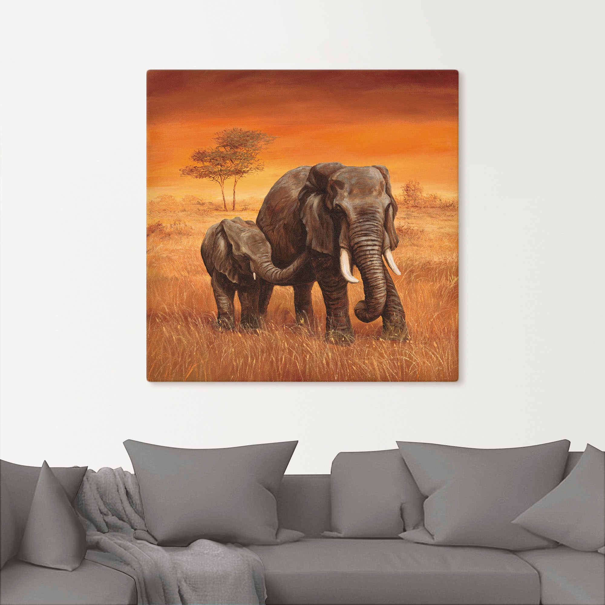 Leinwandbild ARTLAND "Elefanten II", braun (farbe bild(er): braun), B:40cm H:40cm, Bilder, Leinwandbild, auf Holzrahmen gespannt 2
