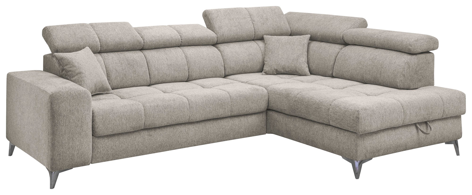 ED EXCITING DESIGN Ecksofa »Sydney L-Form mit Bettfunktion, Bettkasten, Kopfteilverstellung«, motorischer Sitztiefenverstellung, USB-Port & 2 Zierkissen